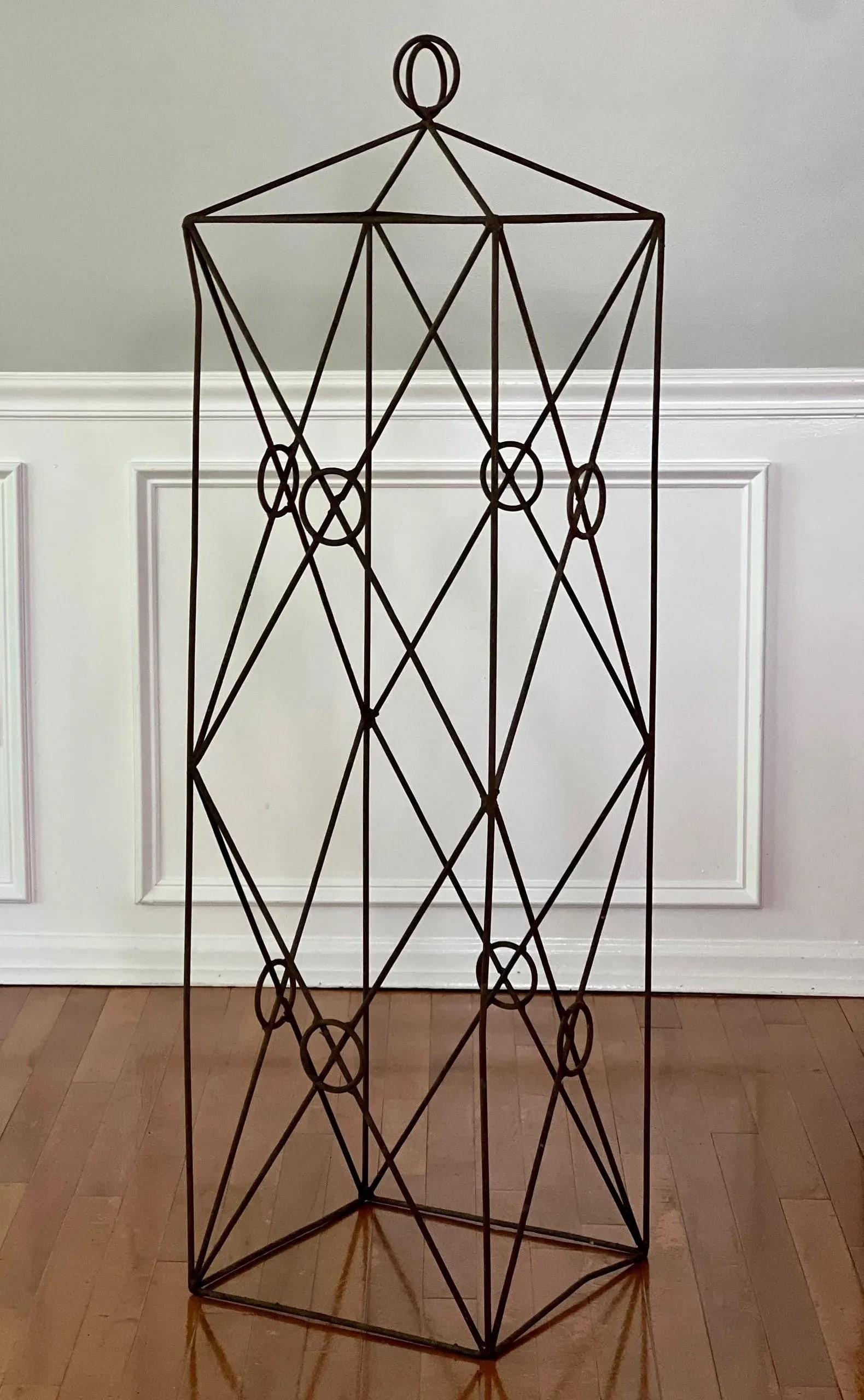 20th Century Wrought Iron Square Garden Obelisks - Set of 2 - 4
