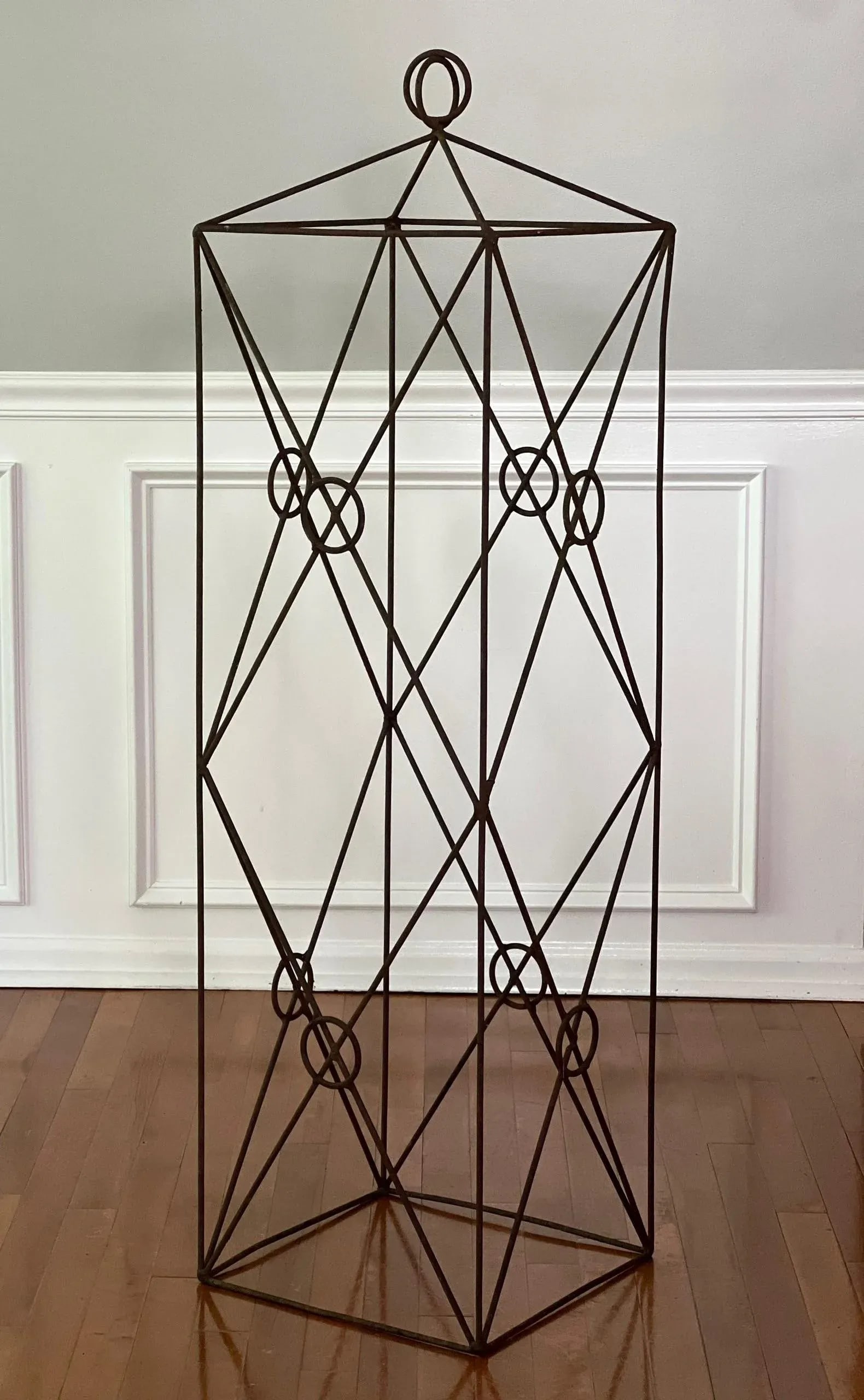 20th Century Wrought Iron Square Garden Obelisks - Set of 2 - 5