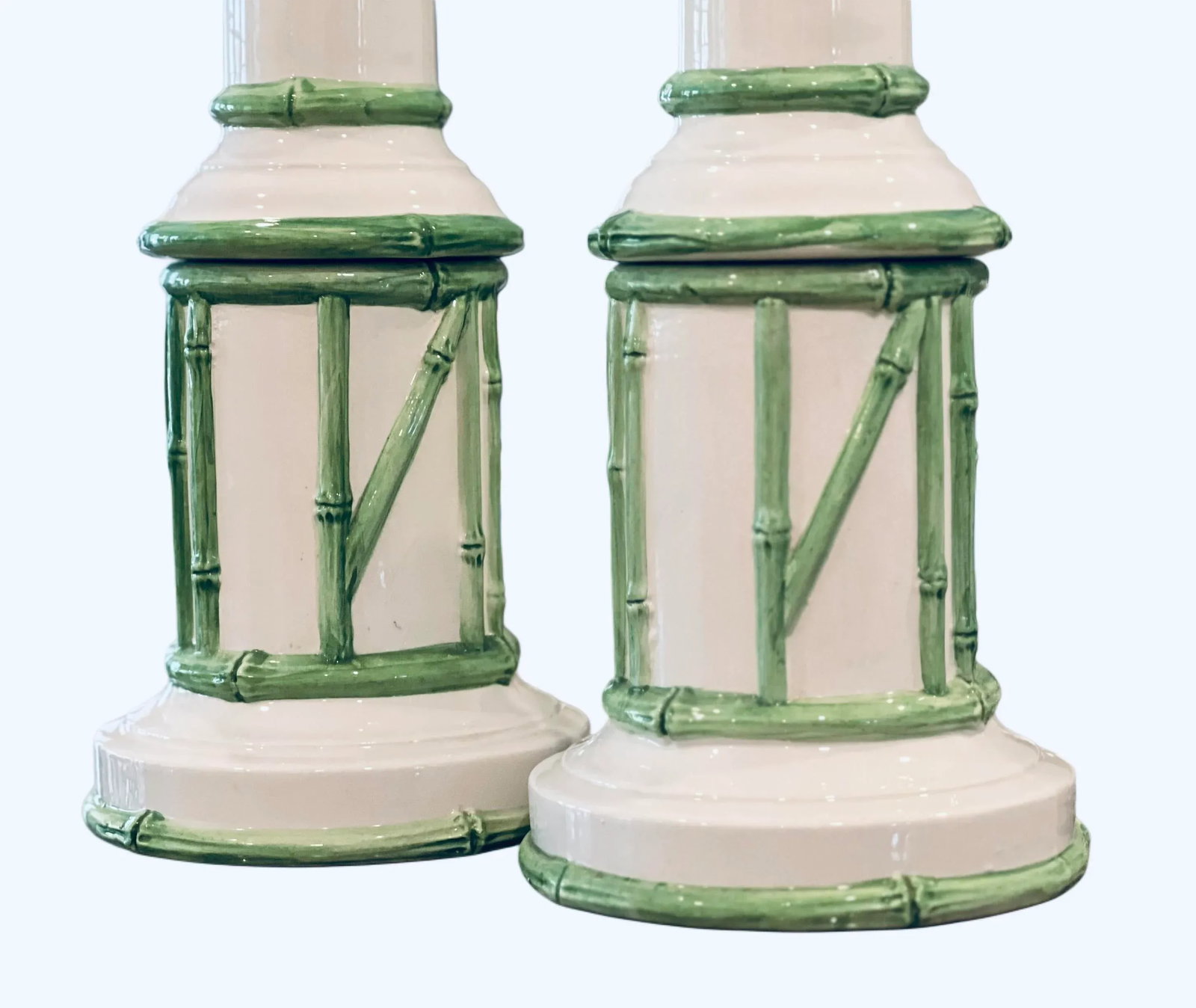 Pair of 1980s Palm Beach Style Faux Bamboo Italian Lamps - 10