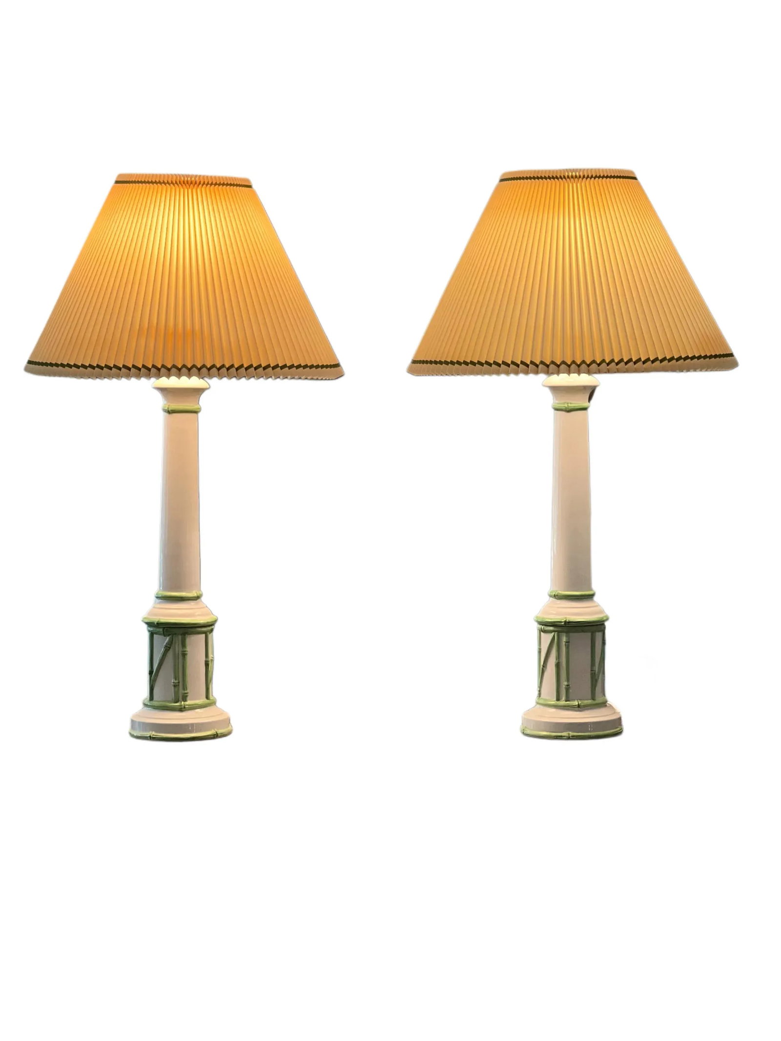 Pair of 1980s Palm Beach Style Faux Bamboo Italian Lamps - 15