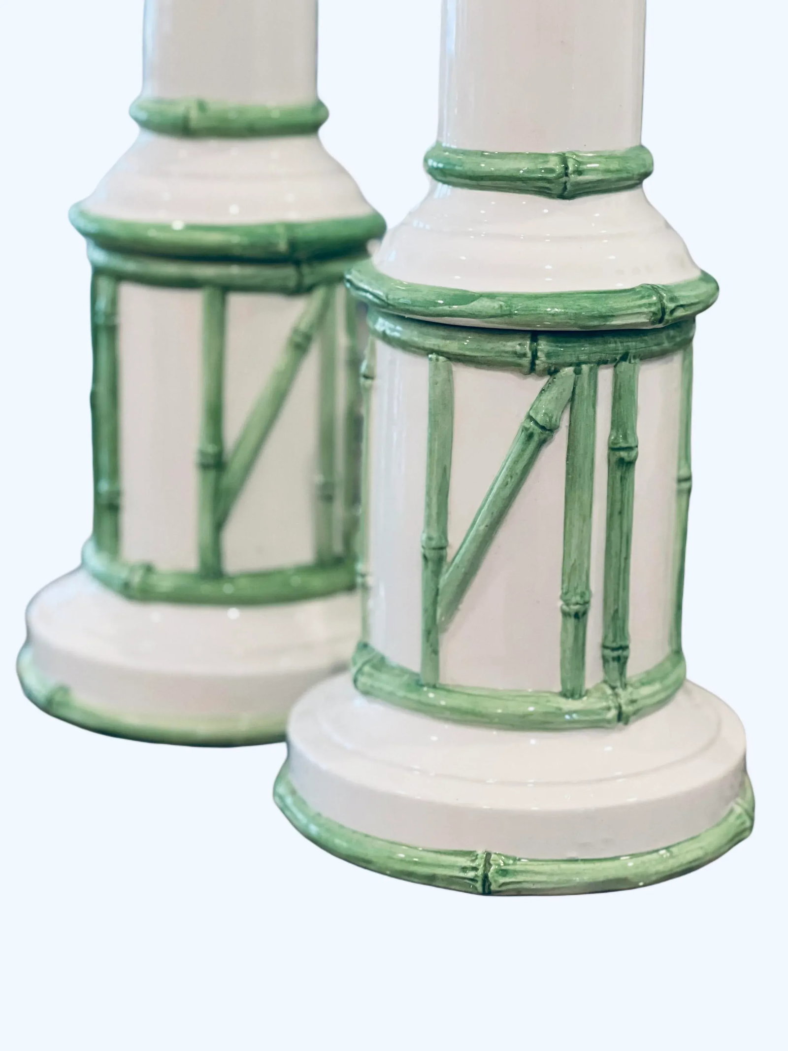 Pair of 1980s Palm Beach Style Faux Bamboo Italian Lamps - 8