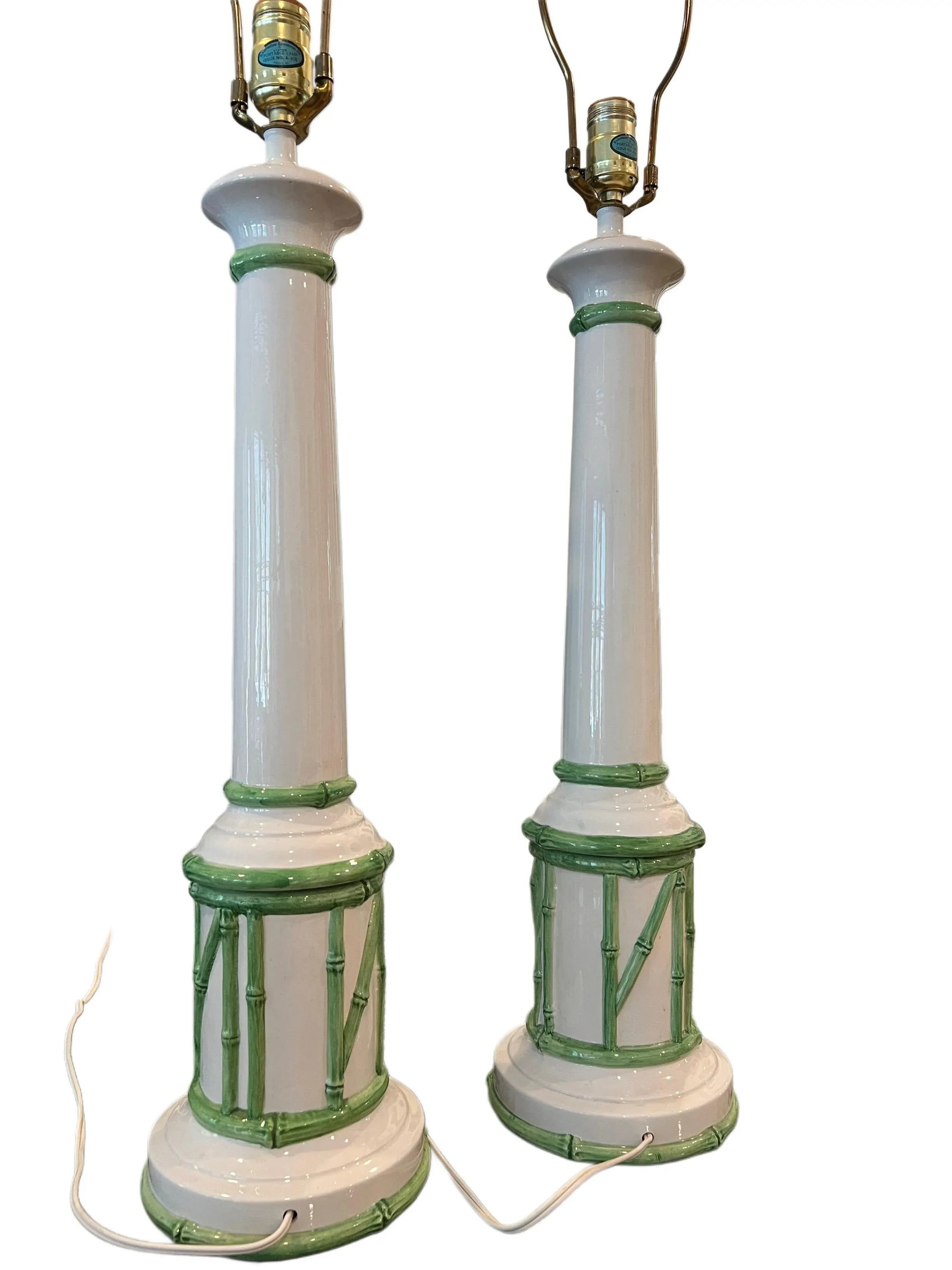 Pair of 1980s Palm Beach Style Faux Bamboo Italian Lamps - 9