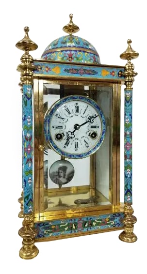 Vintage Asian Cloisonne Clock: Stunning! Vintage Asian cloisonne clock 20" high. great working condition. retails for almost 4k Condition: Alterations: Original Condition Unaltered Imperfections: Some Imperfections Condition