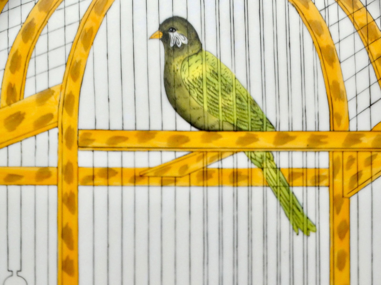 Trompe l'Oeil Delft Polychrome Tile Hanging Birdcage Wall Plaque - 2