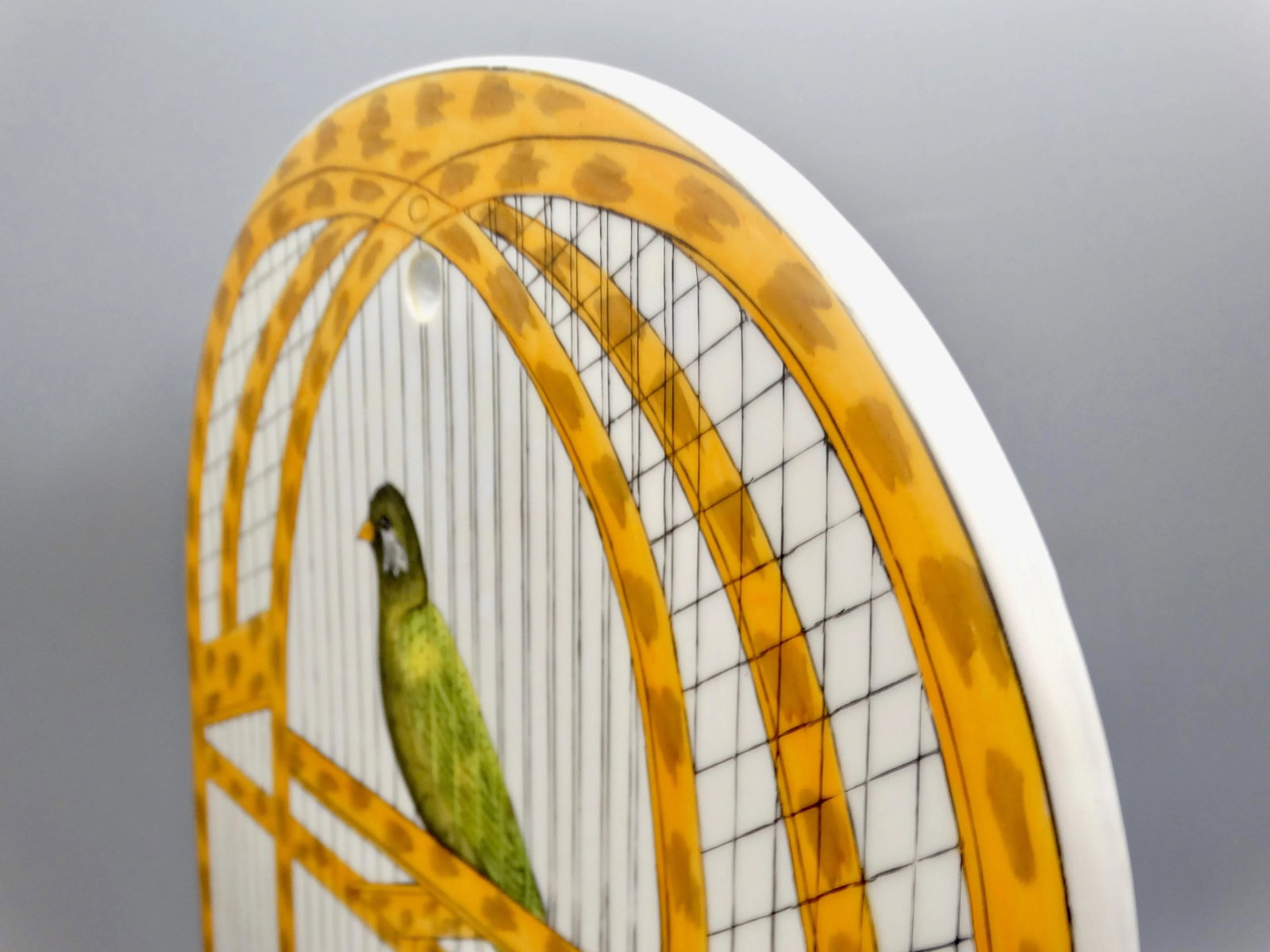 Trompe l'Oeil Delft Polychrome Tile Hanging Birdcage Wall Plaque - 9