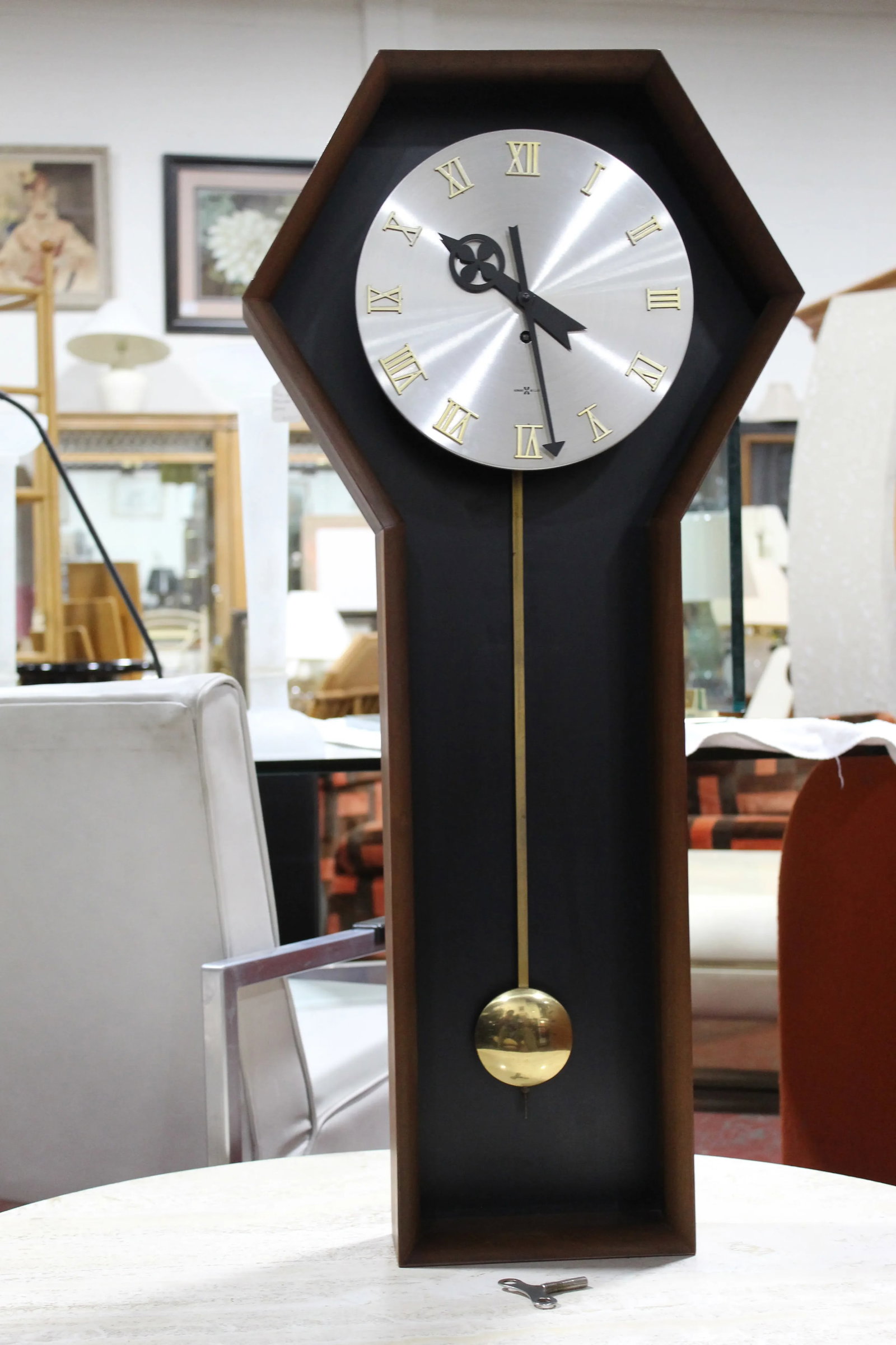 1970 Arthur Umanoff for Howard Miller Pendulum Coffin Clock #557 - 12