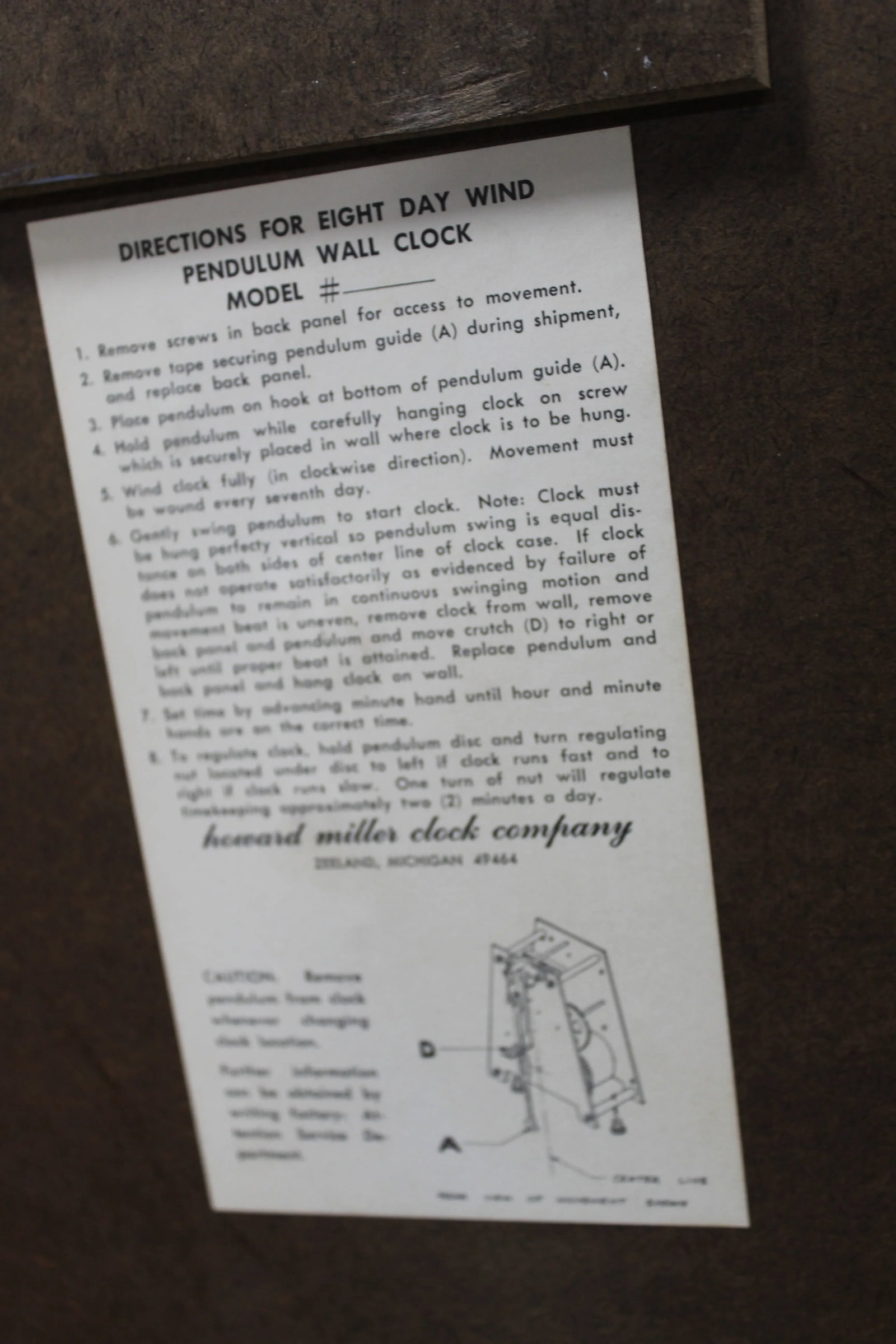 1970 Arthur Umanoff for Howard Miller Pendulum Coffin Clock #557 - 9