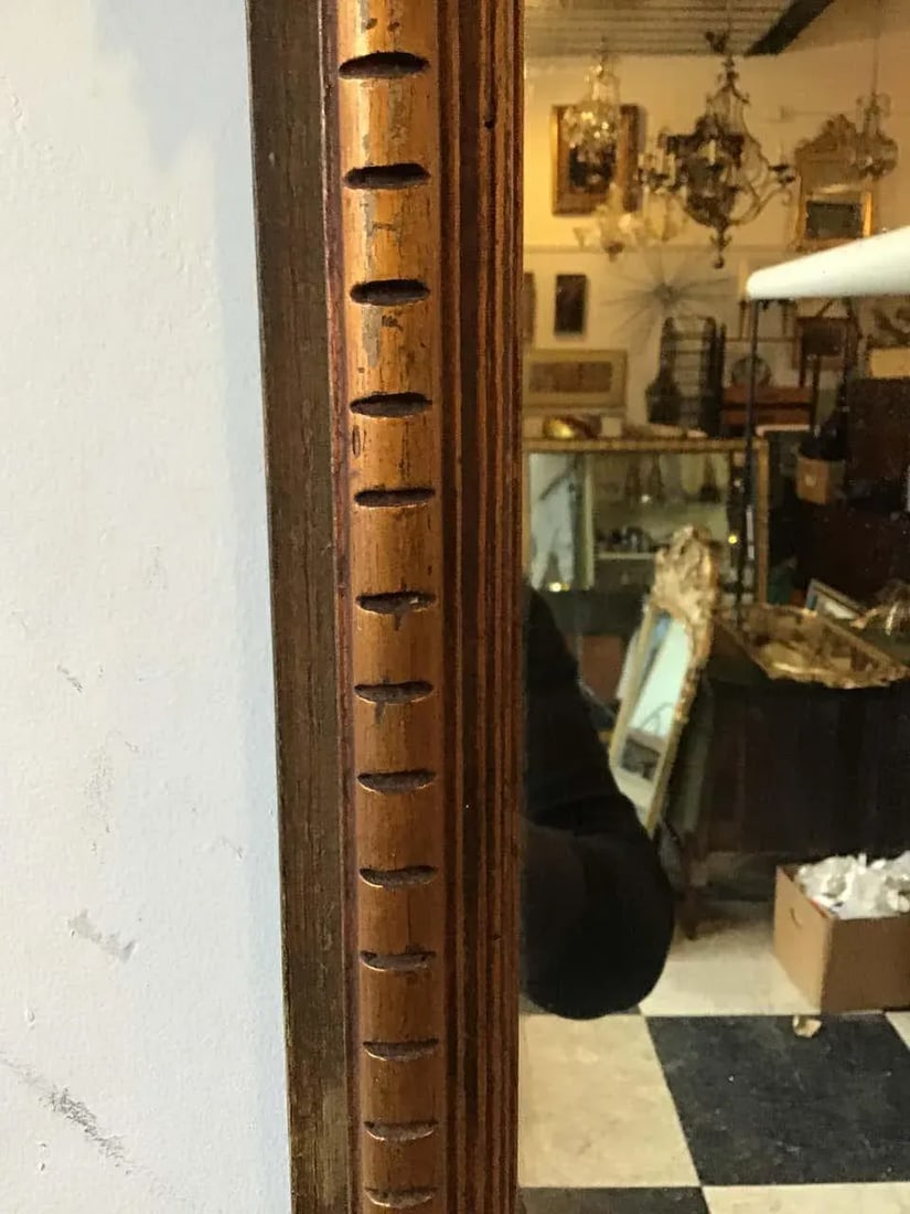 1940s Carved Wood French Mirror With Urn On Top - 5