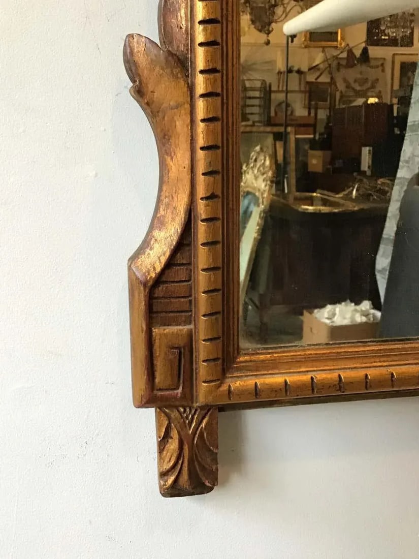 1940s Carved Wood French Mirror With Urn On Top - 6
