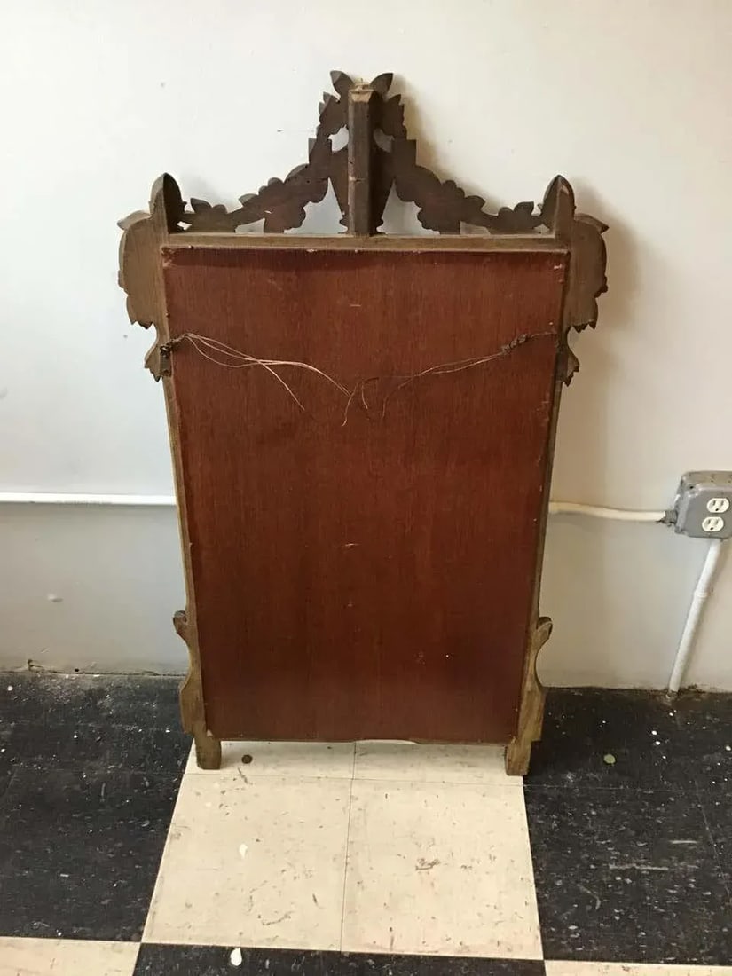 1940s Carved Wood French Mirror With Urn On Top - 8