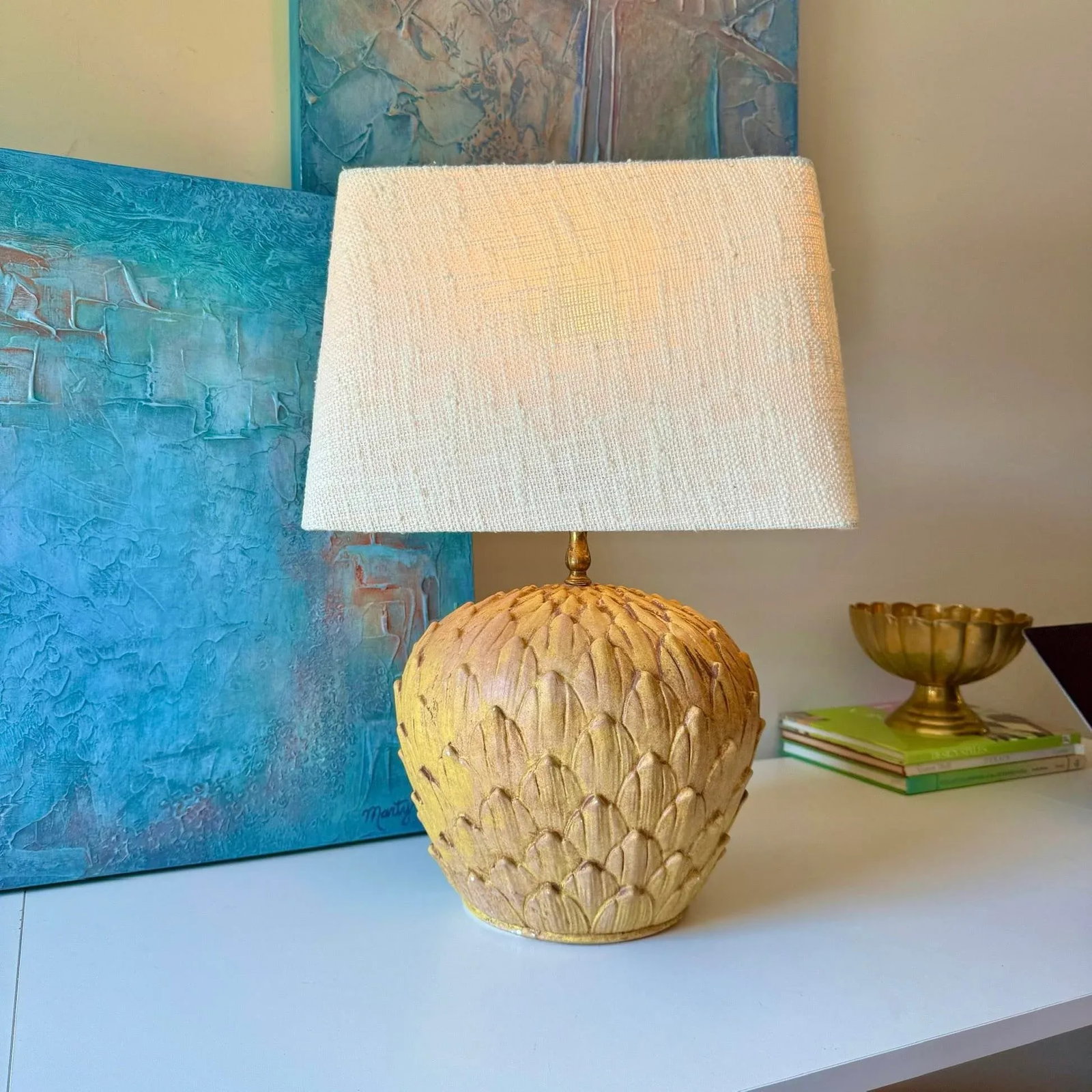1960s Italian Ceramic Artichoke Table Lamp - 2