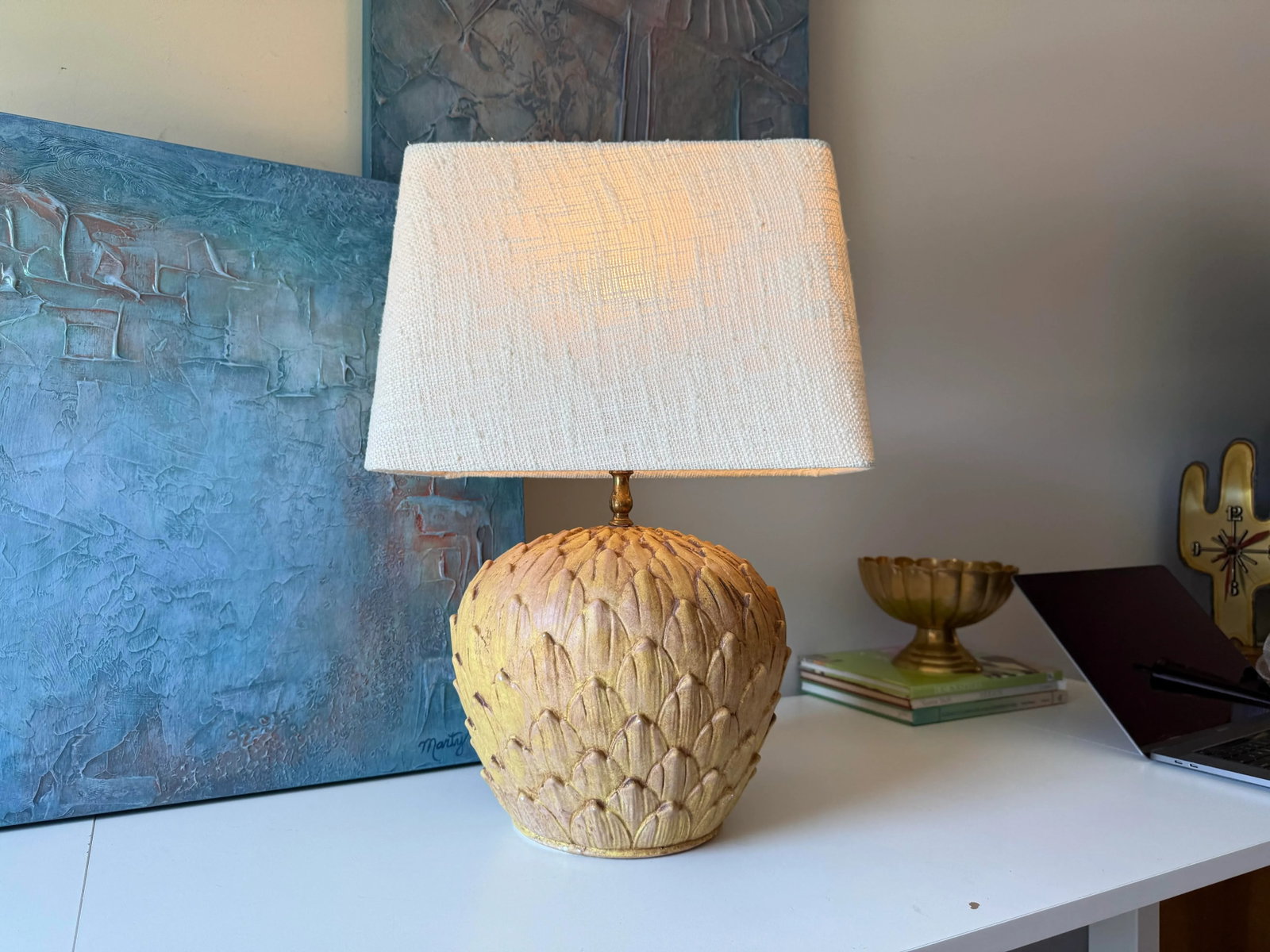 1960s Italian Ceramic Artichoke Table Lamp - 4