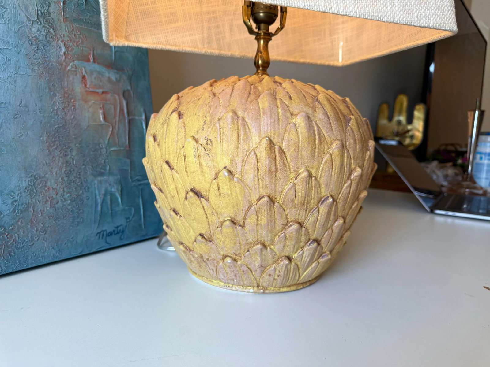 1960s Italian Ceramic Artichoke Table Lamp - 8