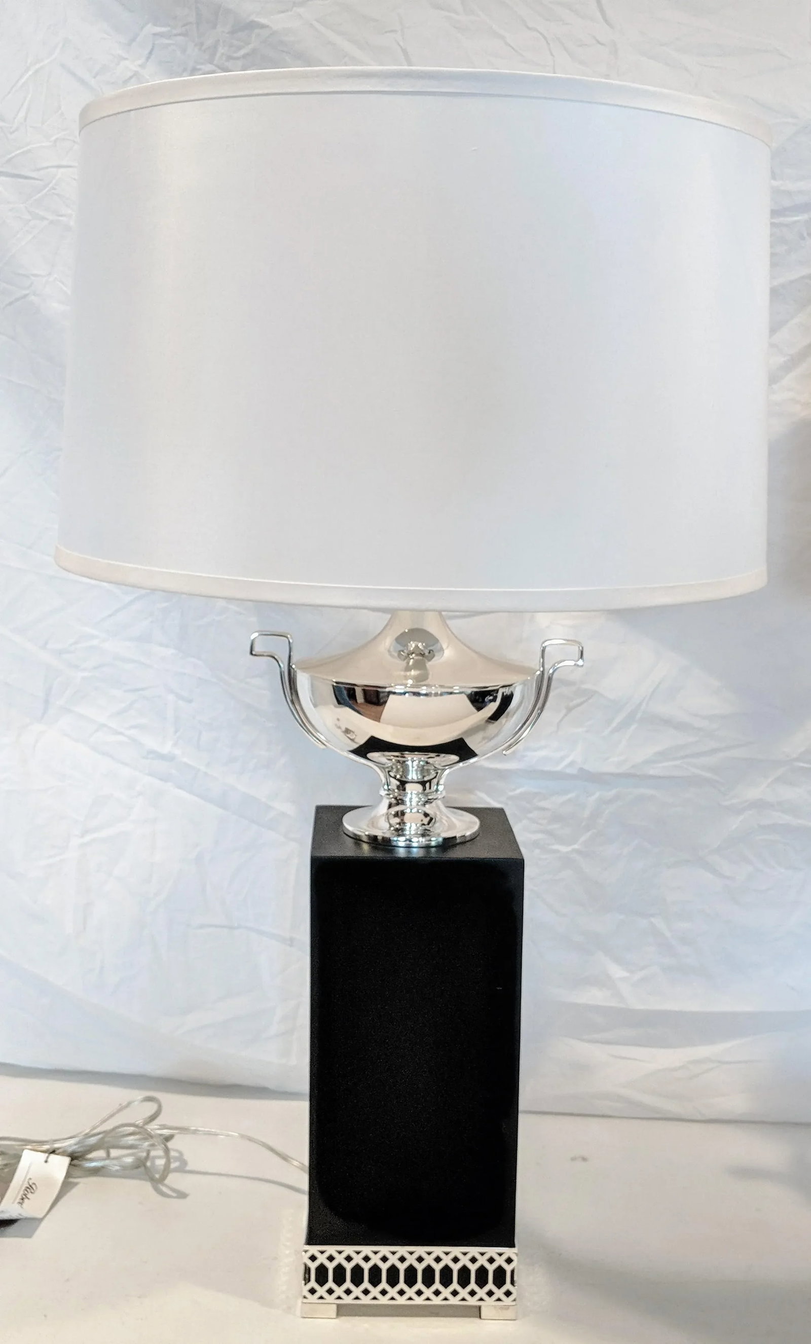 Regency Estate Robert Abbey Williamsburg Tucker Chrome and Ebony Wood Lamps - a Pair (2) - 3