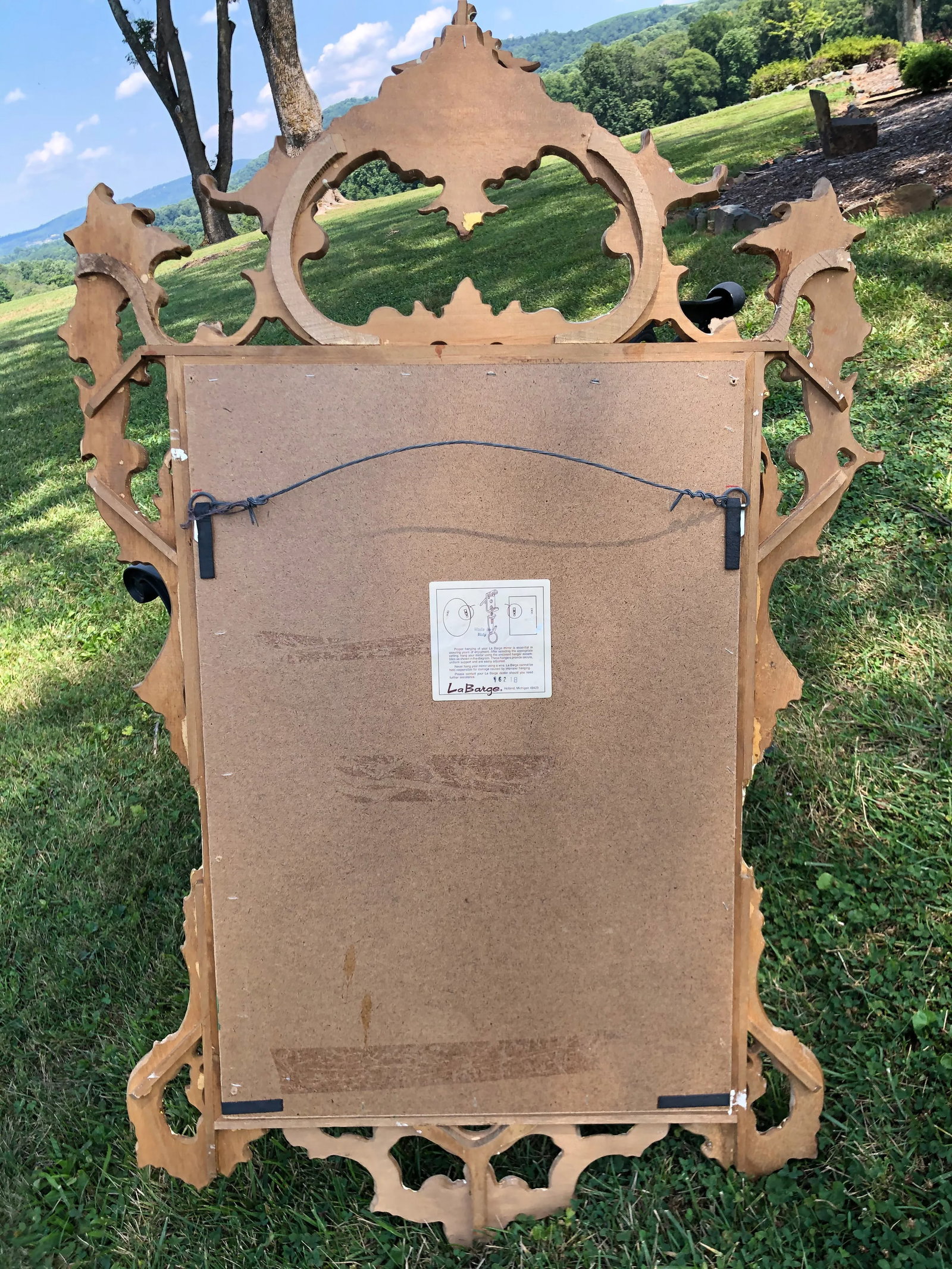 1970s Italian Rococo Rectangular Gilt Mirror by La Barge - 6