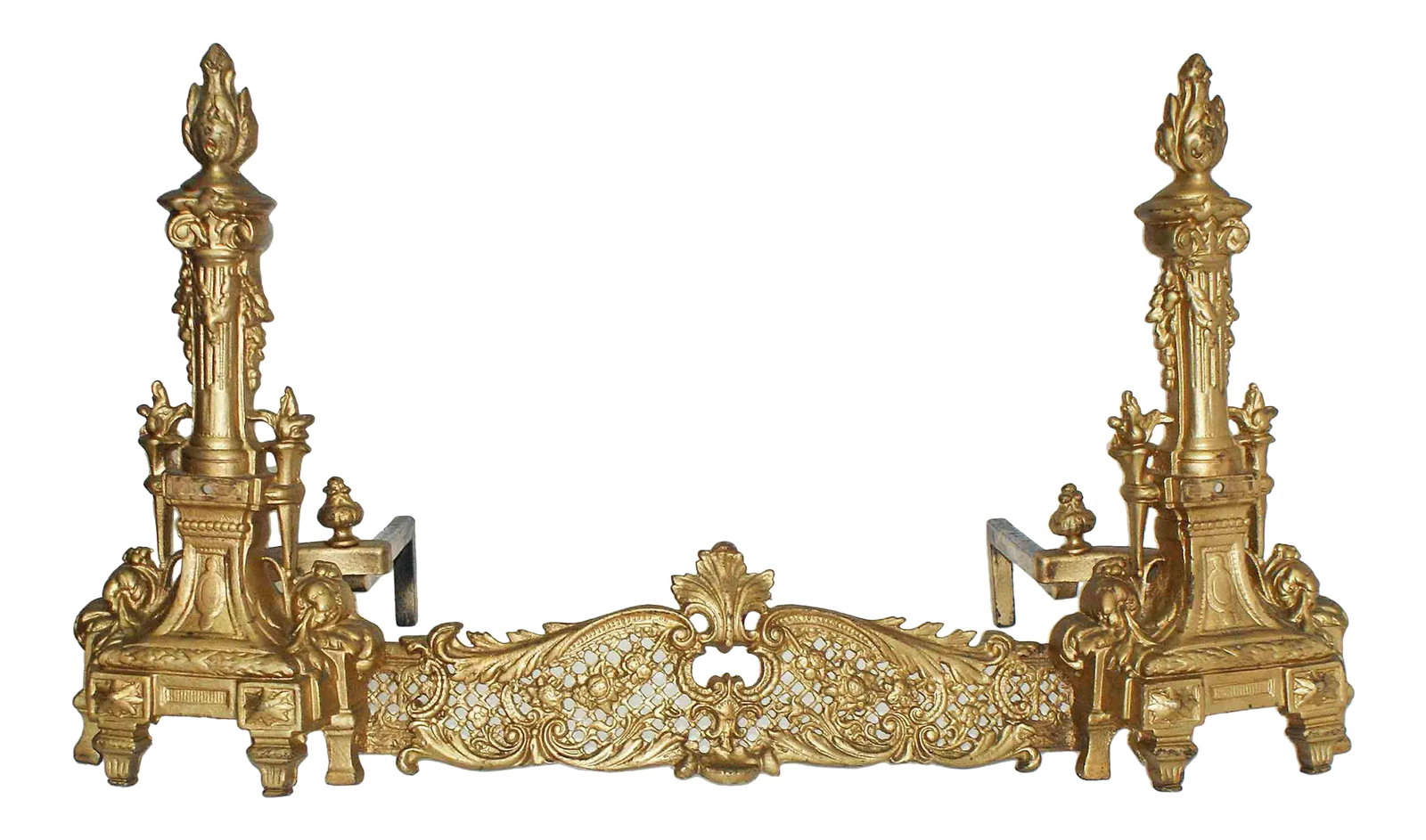 Antique Chenet Set - Louis Xv/Xvi Style Gold Painted - Andiron Form (1 of 5)