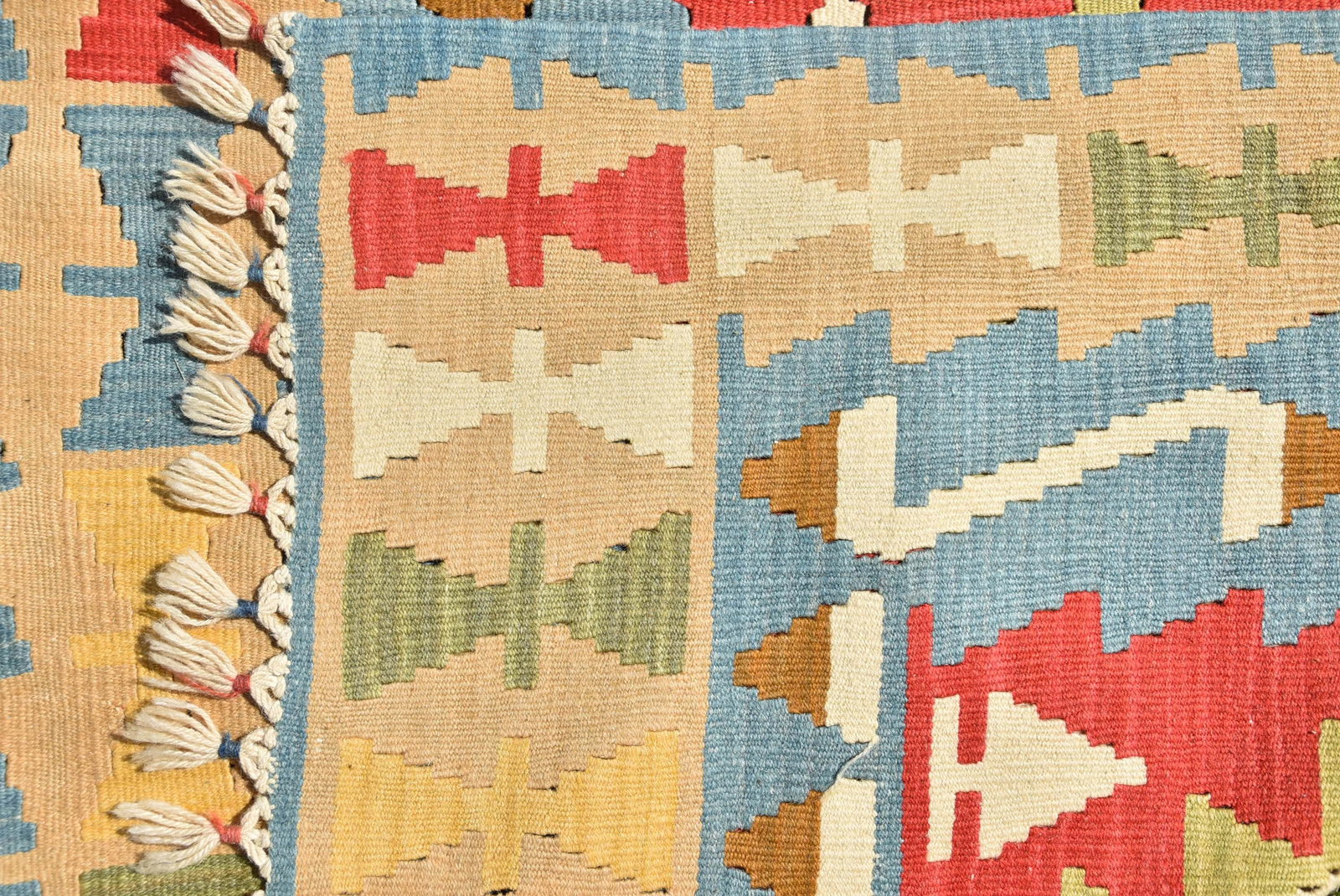 1980s Southwestern Style Hand Knotted Oushak Ethnic Motif Turkish Kilim Rug 3.6 X 5.6 Ft - 7