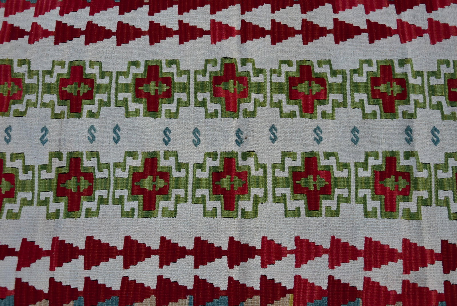 Mid 20th Century Vintage Baby Blue Floral Design Turkish Kilim Rug - 10