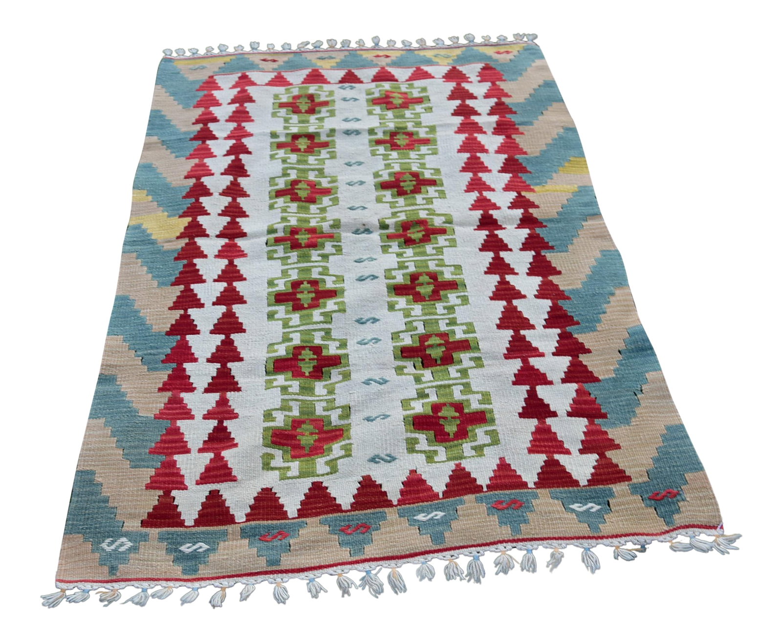 Mid 20th Century Vintage Baby Blue Floral Design Turkish Kilim Rug: 3.5x5.5 ft. Floral Design Turkish Kilim Rug Anatolia Handmade Nomadic Scandinavian Style Oushak Area Kilim Rug Size: 3.5 x 5.5 ft (104 x 166 cm) 40 x 65 inches Color: Red,Blue,Green,White Material: