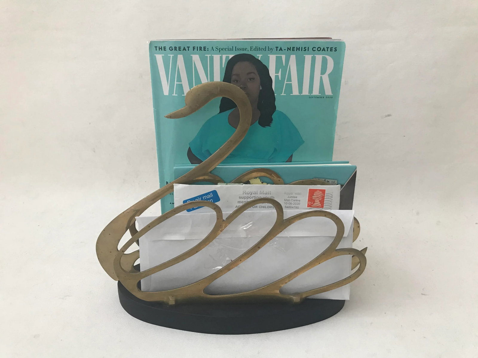 Brass Swan Letter Book Magazine Holder - 6