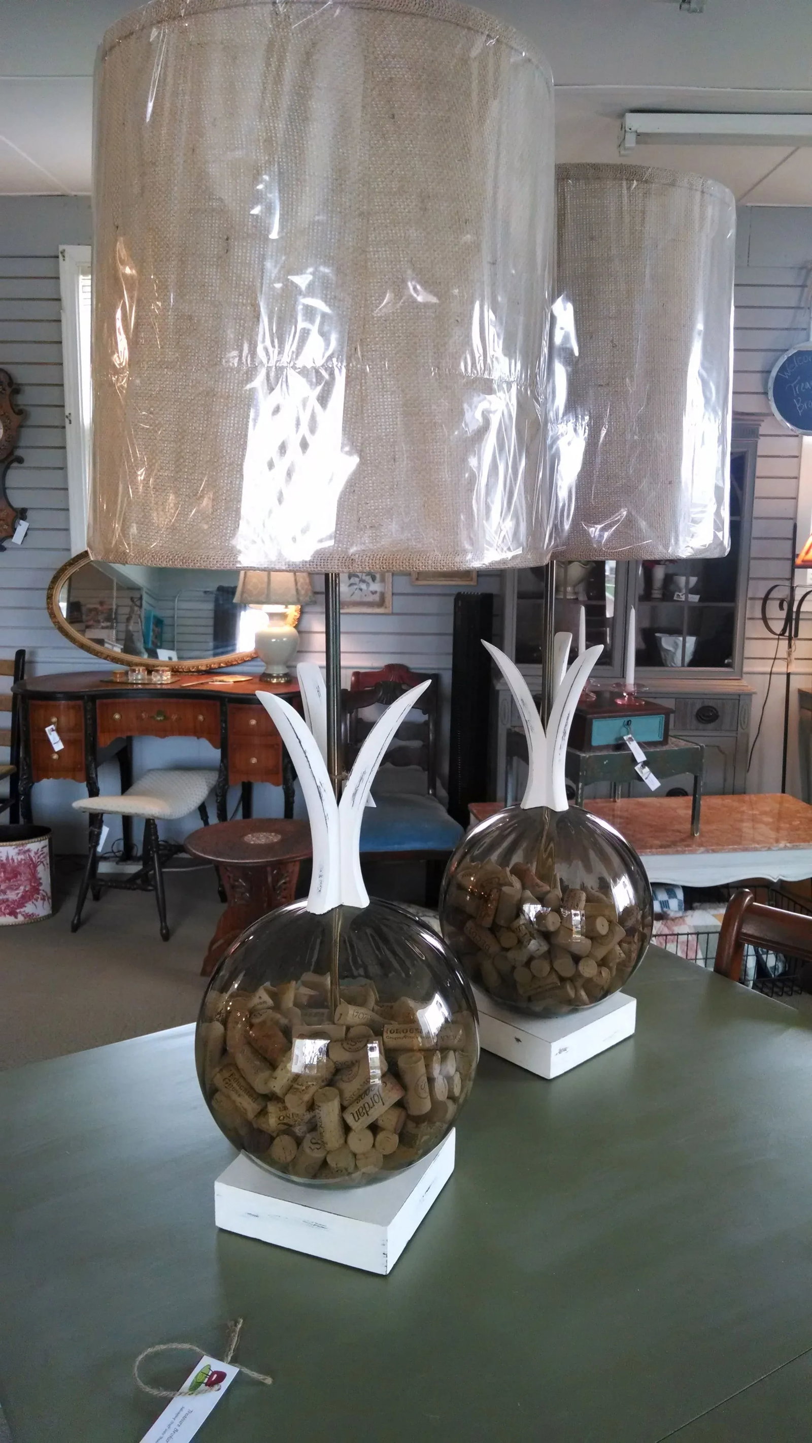 Mid-Century Modern Cork Lamps - A Pair - 2
