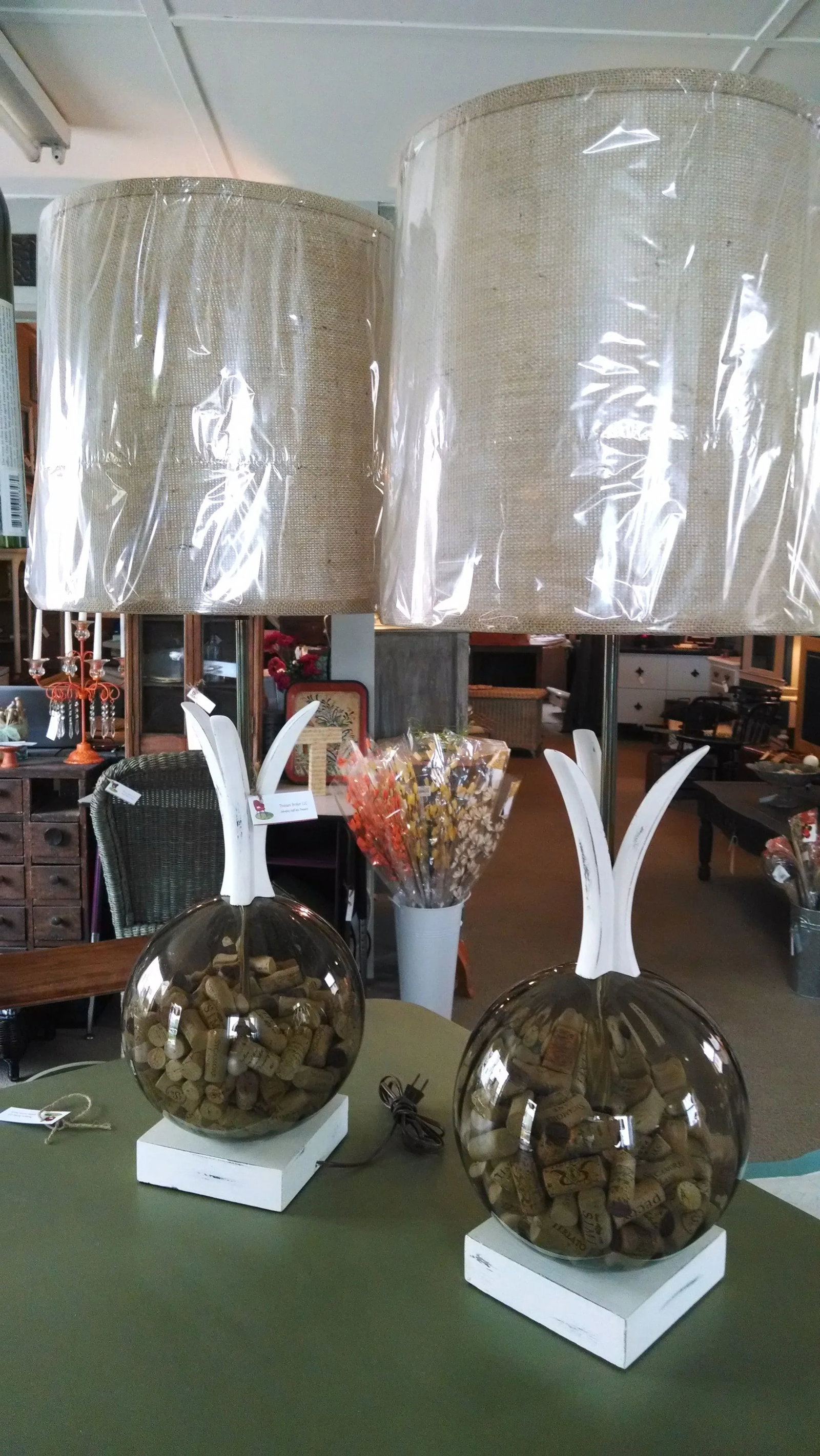 Mid-Century Modern Cork Lamps - A Pair - 5