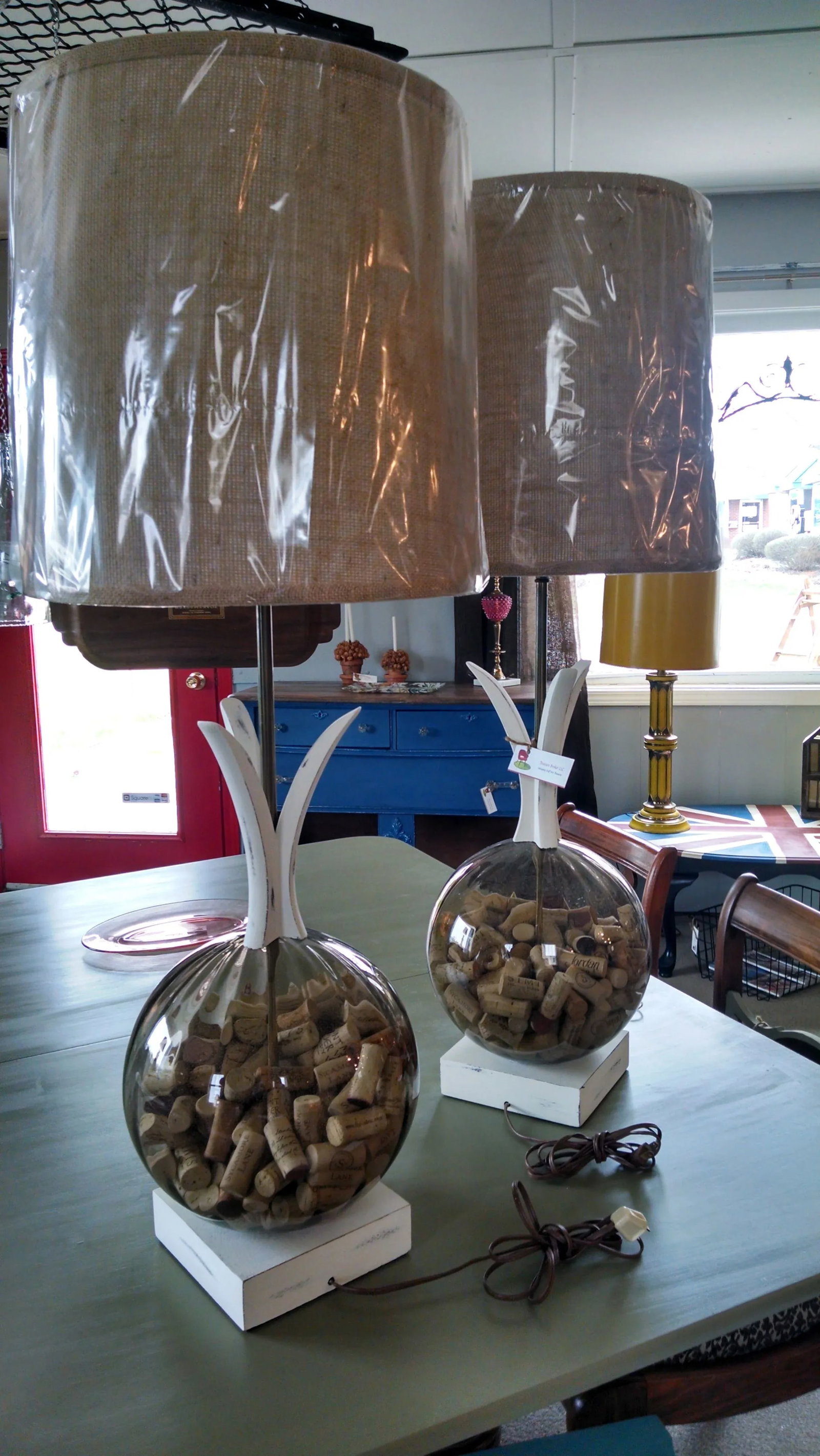 Mid-Century Modern Cork Lamps - A Pair - 6