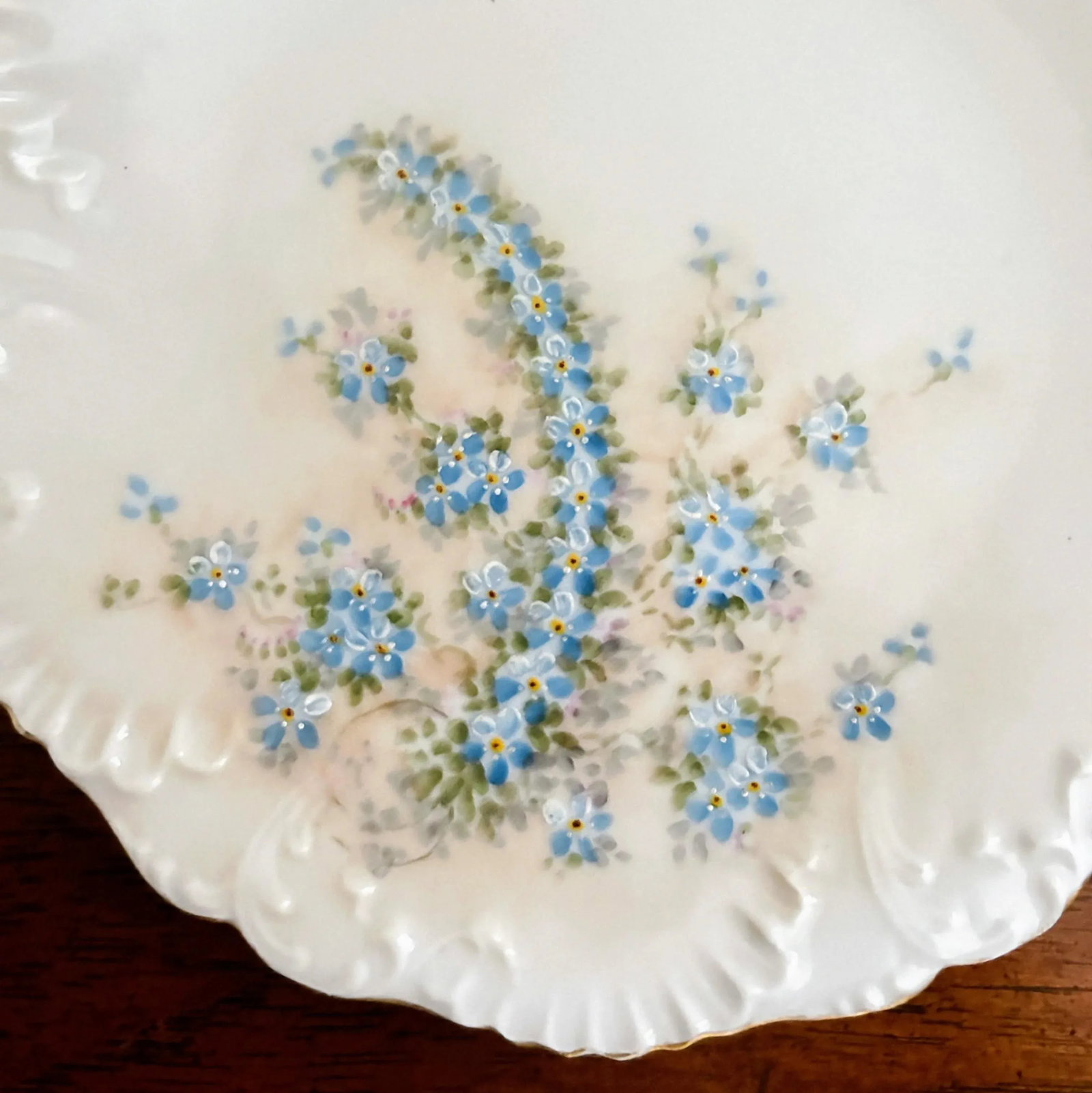 Antique Belle Epoque Limoges/Laviolette Forget-Me-Not Decorative Plate - 3