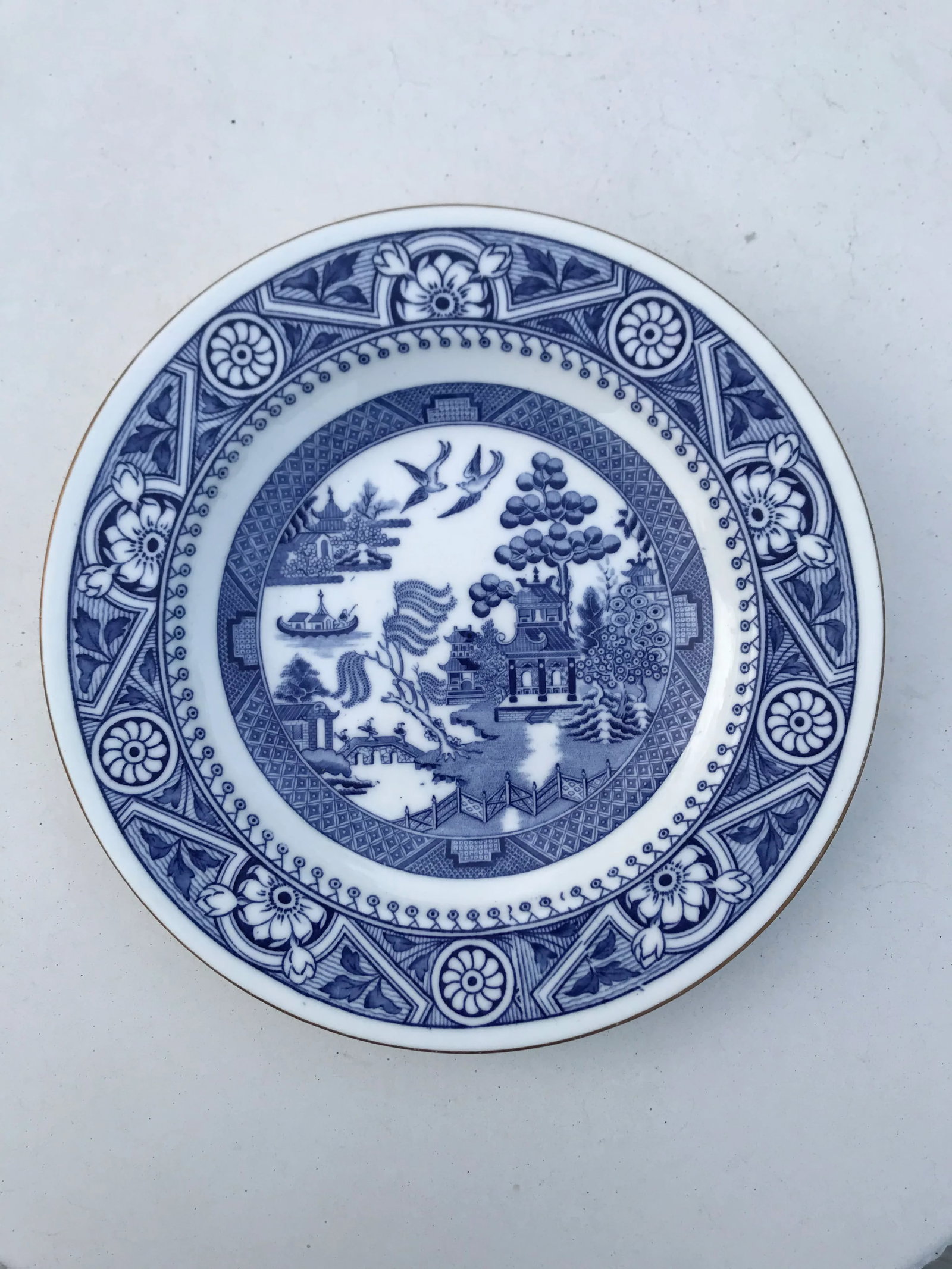 Wedgwood Antique Chinoiserie Blue Willow Shallow Bowls and Plates - A Set of 11 - 11