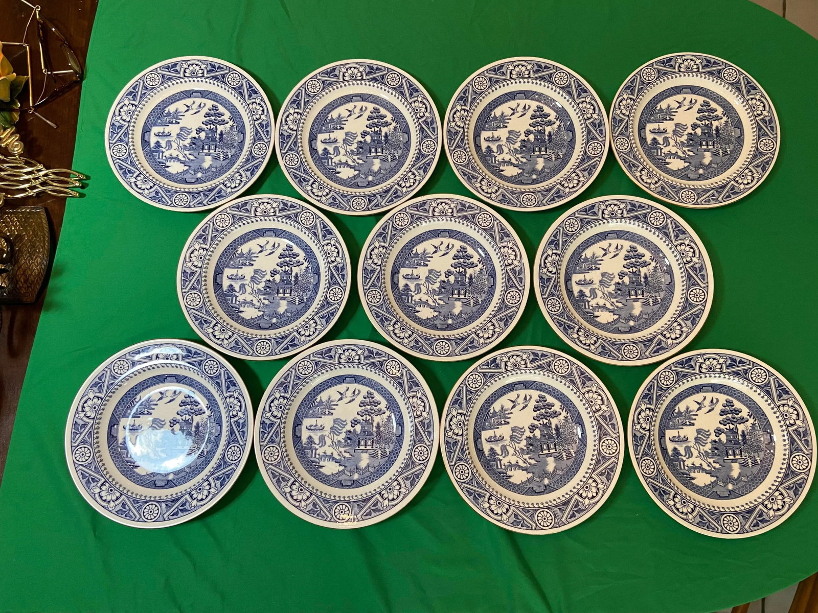 Wedgwood Antique Chinoiserie Blue Willow Shallow Bowls and Plates - A Set of 11 - 12