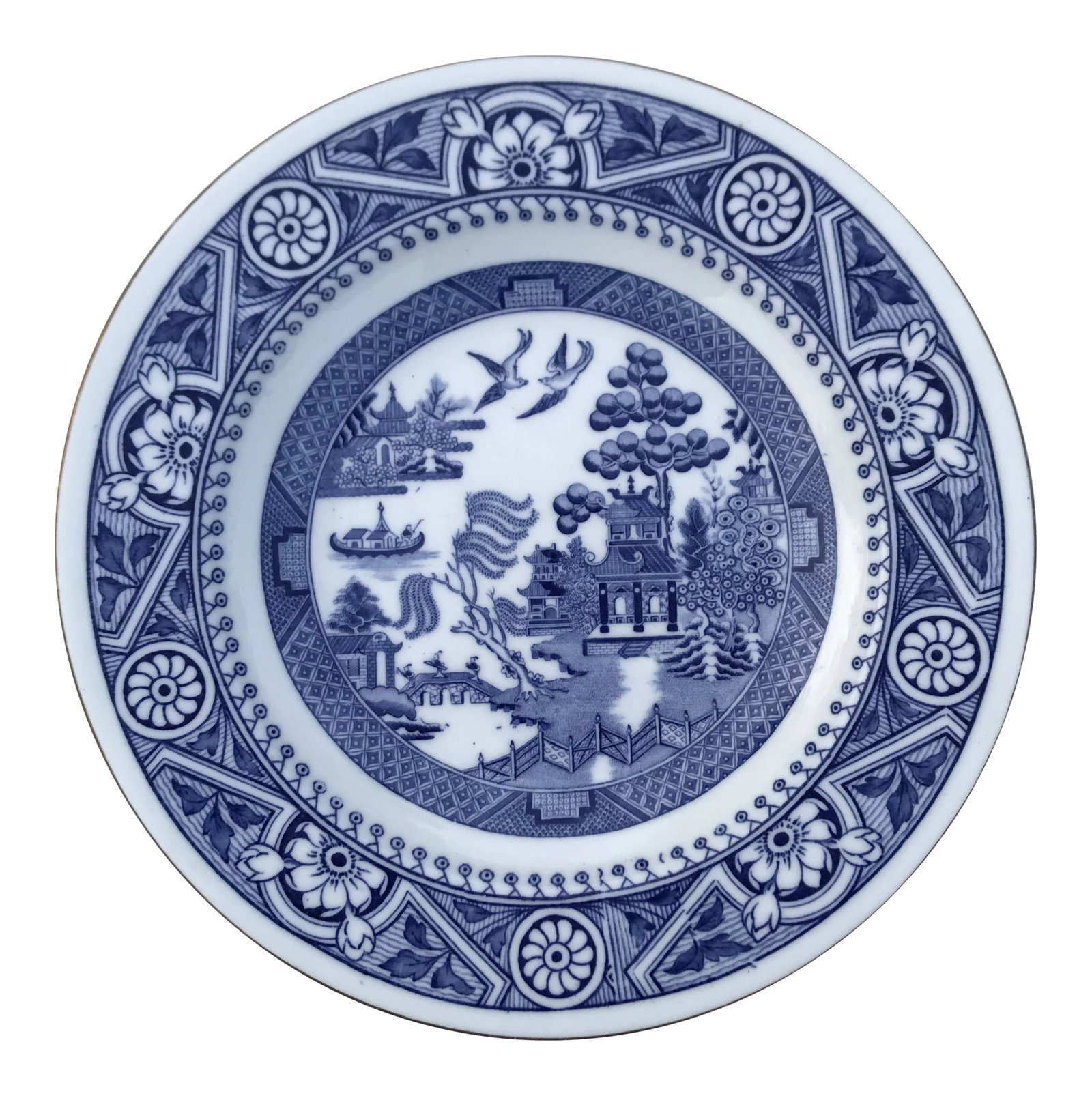 Wedgwood Antique Chinoiserie Blue Willow Shallow Bowls and Plates - A Set of 11 - 2