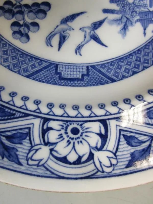 Wedgwood Antique Chinoiserie Blue Willow Shallow Bowls and Plates - A Set of 11 - 3