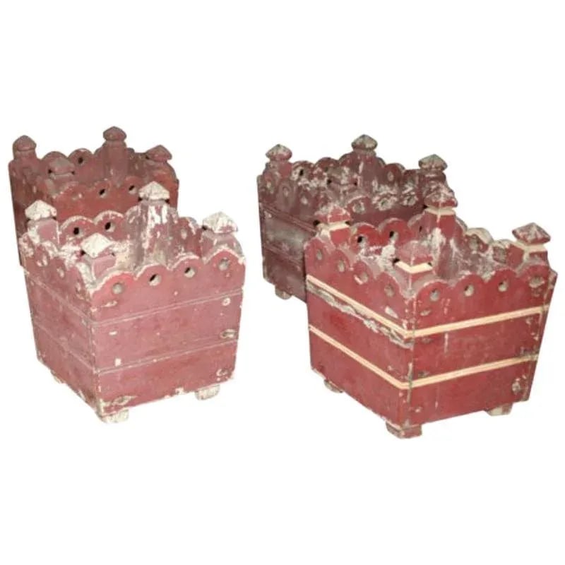 Square Wooden French Jardinieres - Set of 4 - 11