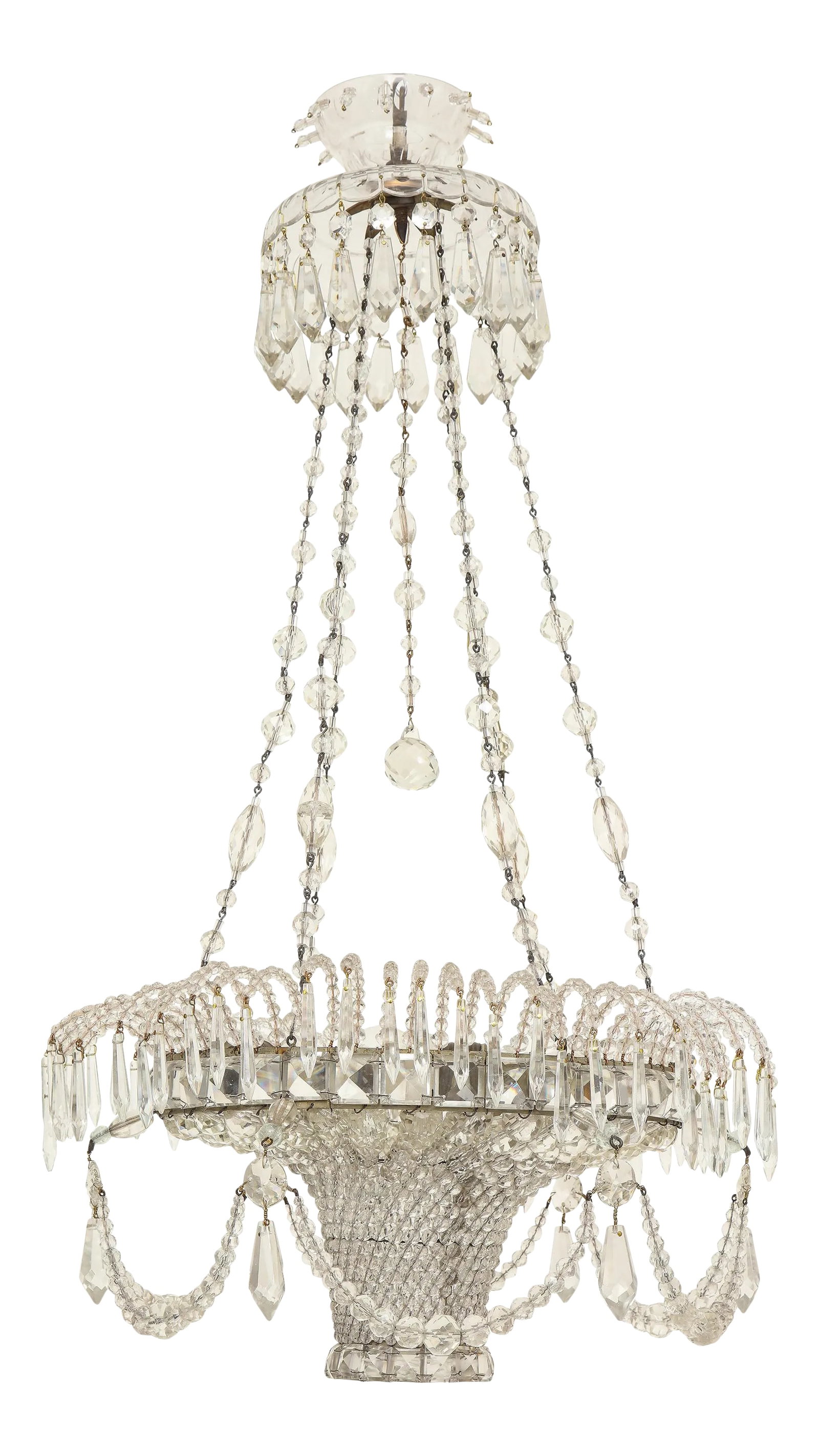 Neoclassical Swedish Beaded Crystal Chandelier (1 of 11)