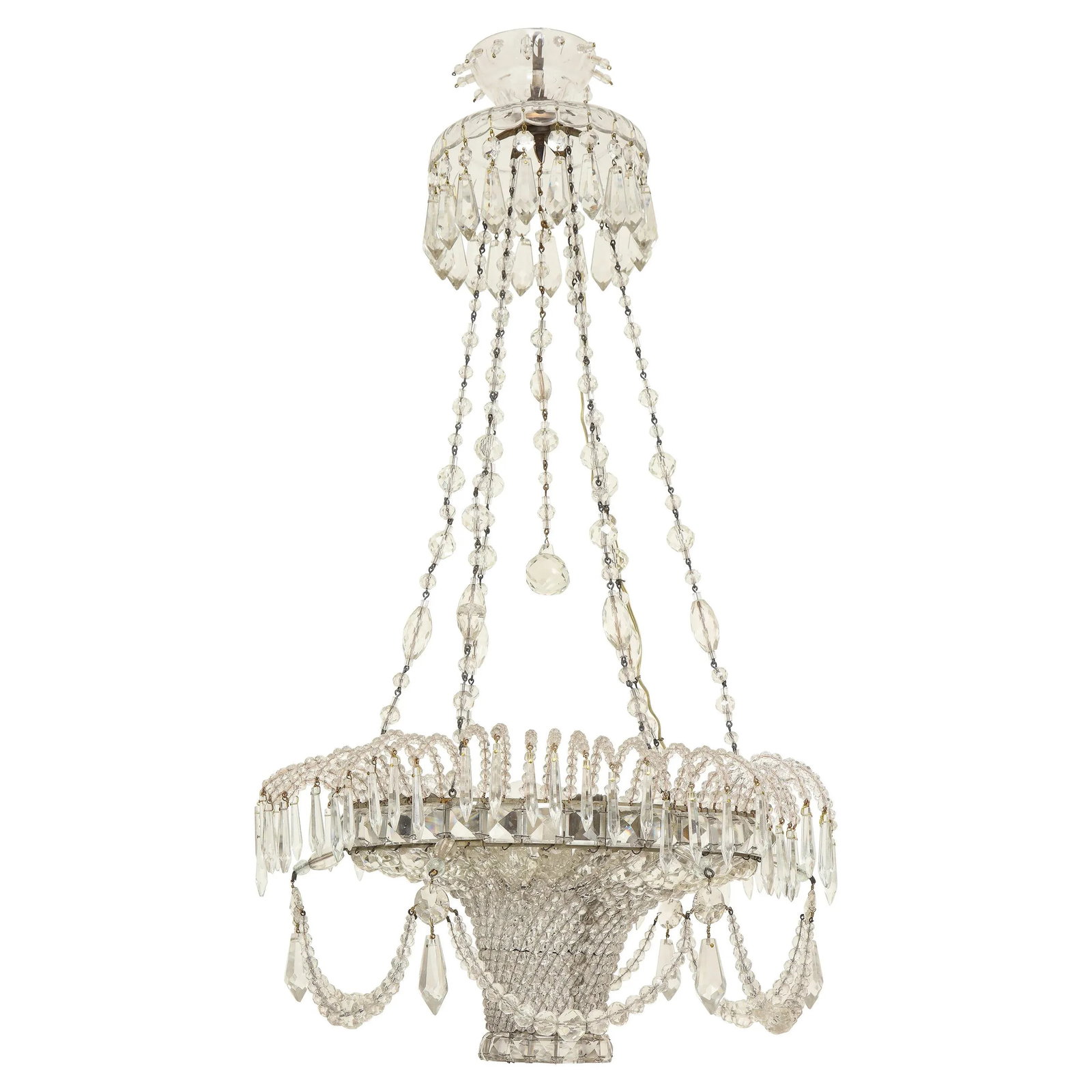 Neoclassical Swedish Beaded Crystal Chandelier - 9