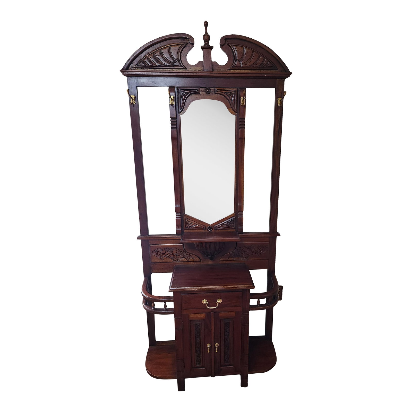 Late 20th Century Victorian Style Mahogany Hall Tree With Storage (1 of 12)