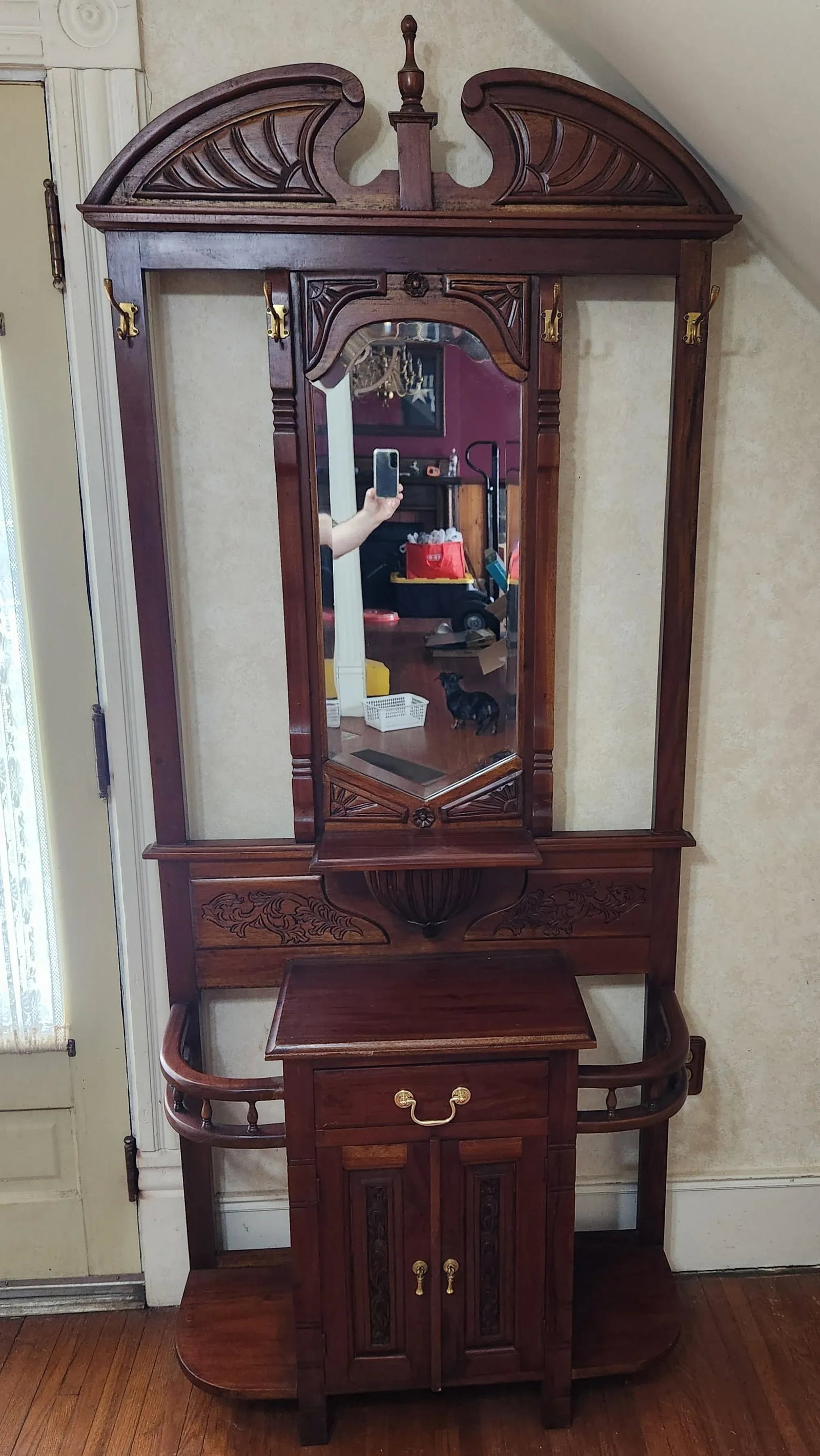 Late 20th Century Victorian Style Mahogany Hall Tree With Storage - 2