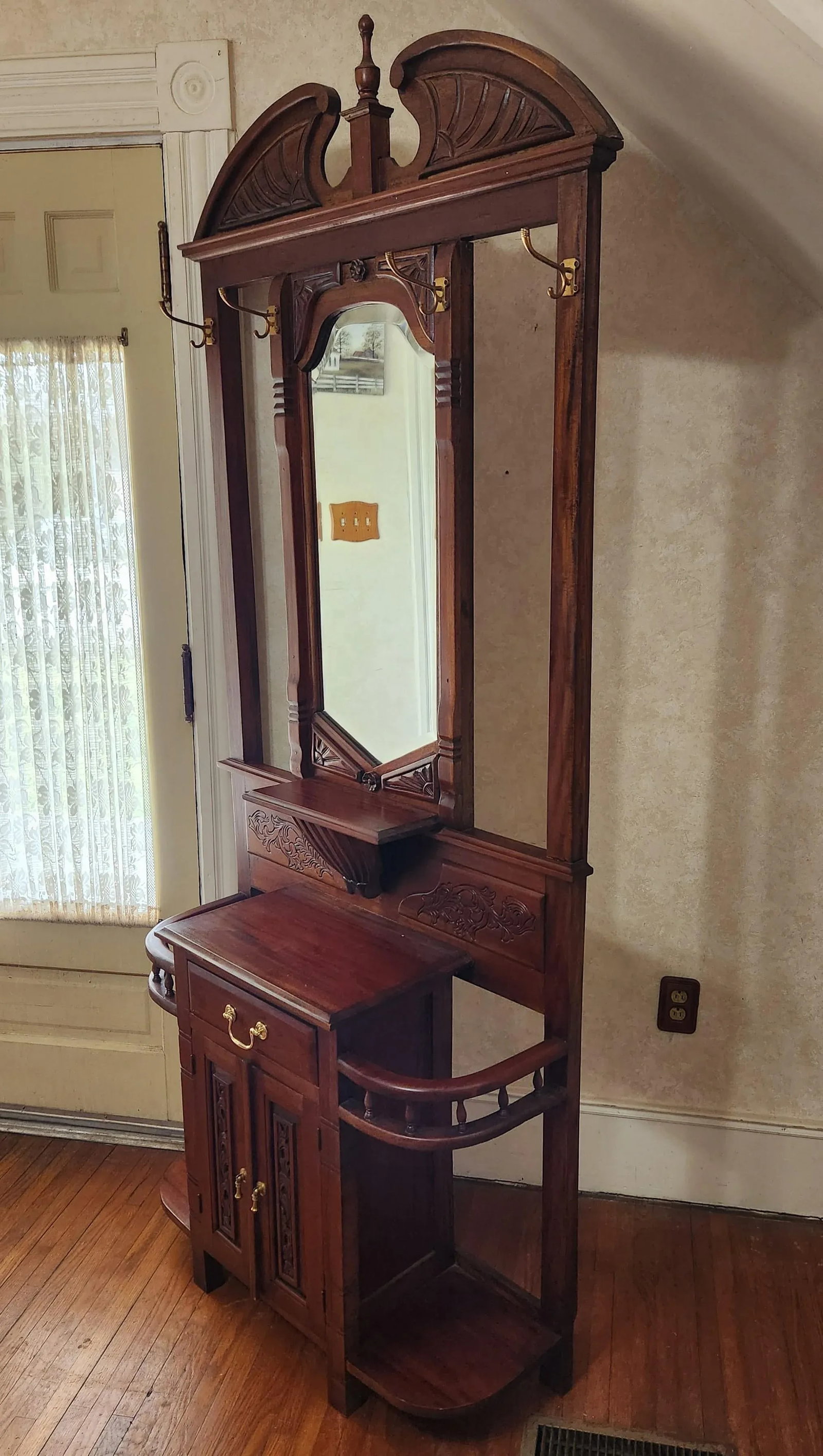 Late 20th Century Victorian Style Mahogany Hall Tree With Storage - 5