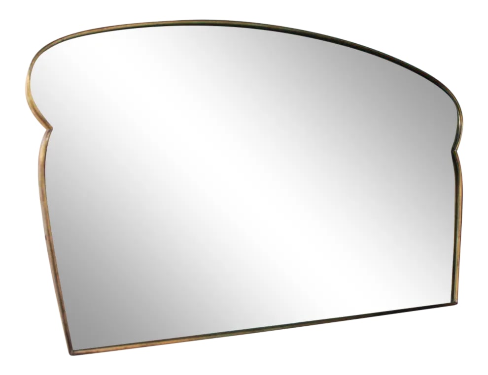Art Deco Brass Mirror: Italian 1930 s brass mirror original condition nice patina .Patina can be polished on request . Condition: Alterations: Unknown Imperfections: Some Imperfections Condition Notes: Good Wear consistent 