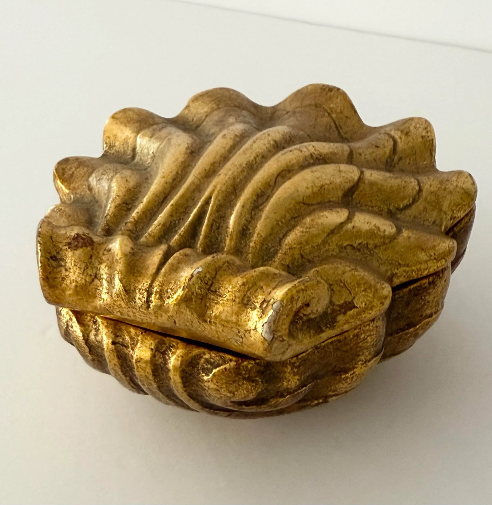 Vintage Gilt Shell Covered Ceramic Box - 2
