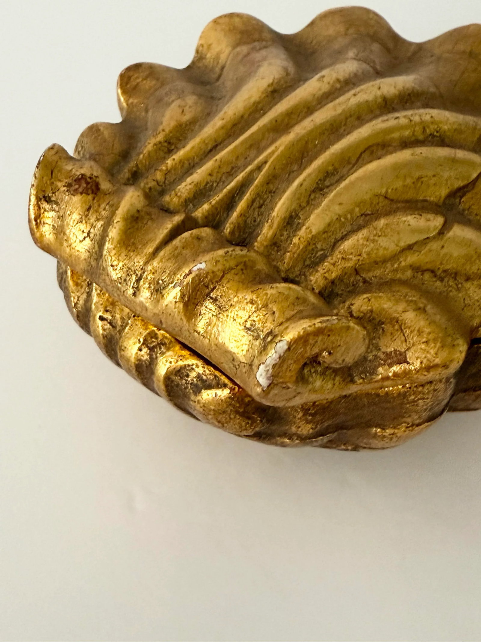Vintage Gilt Shell Covered Ceramic Box - 5