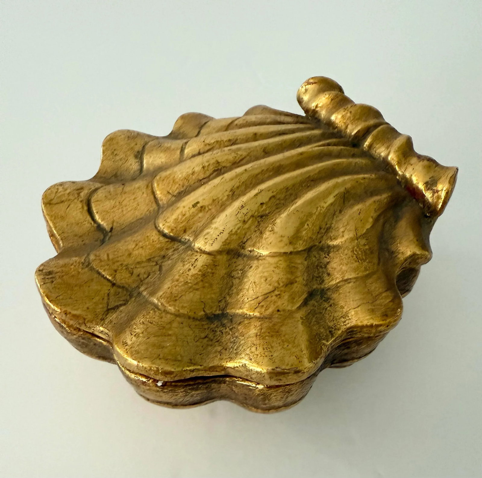 Vintage Gilt Shell Covered Ceramic Box - 9