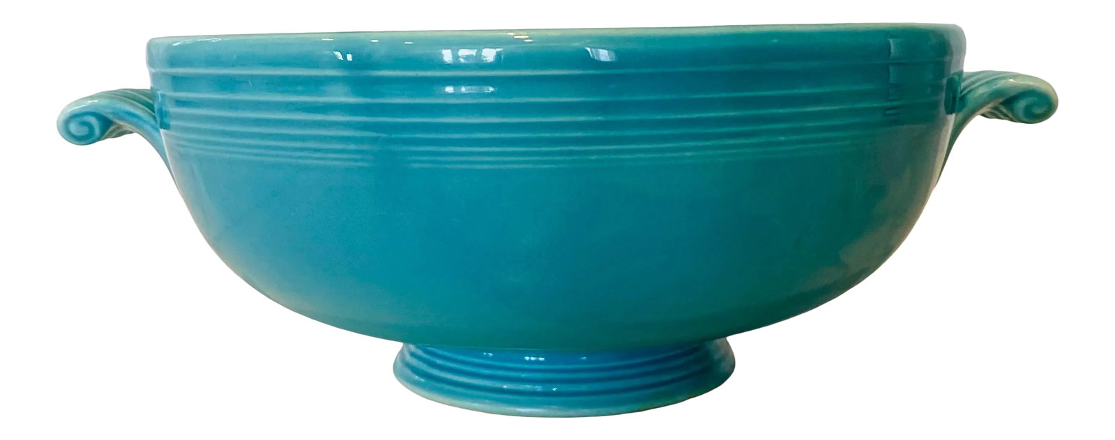 Vintage Early 20th Century Fiesta Casserole Bowl in Original Turquoise Glaze (1 of 10)