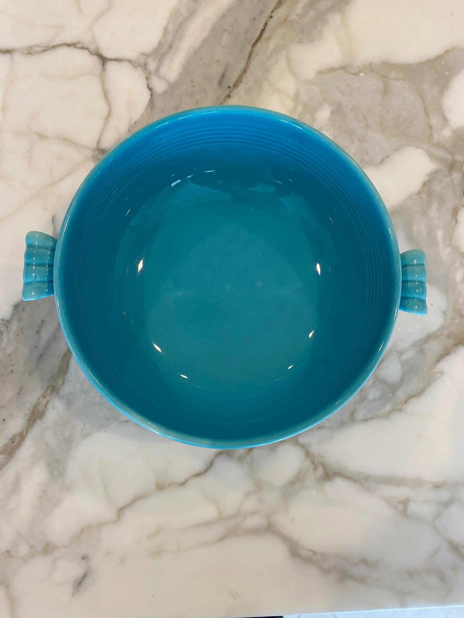 Vintage Early 20th Century Fiesta Casserole Bowl in Original Turquoise Glaze - 2