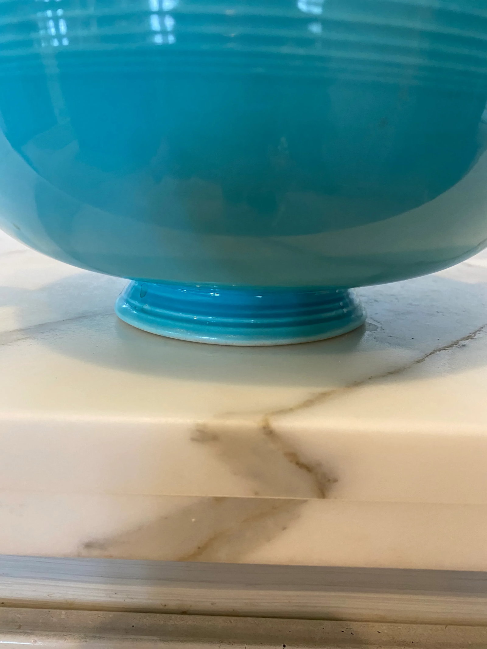 Vintage Early 20th Century Fiesta Casserole Bowl in Original Turquoise Glaze - 5