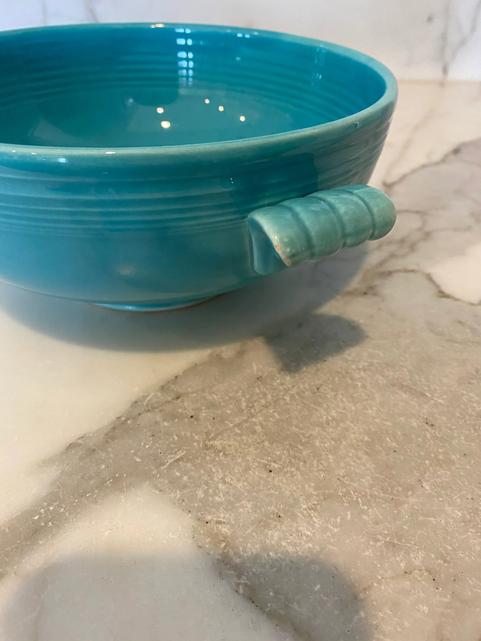Vintage Early 20th Century Fiesta Casserole Bowl in Original Turquoise Glaze - 6