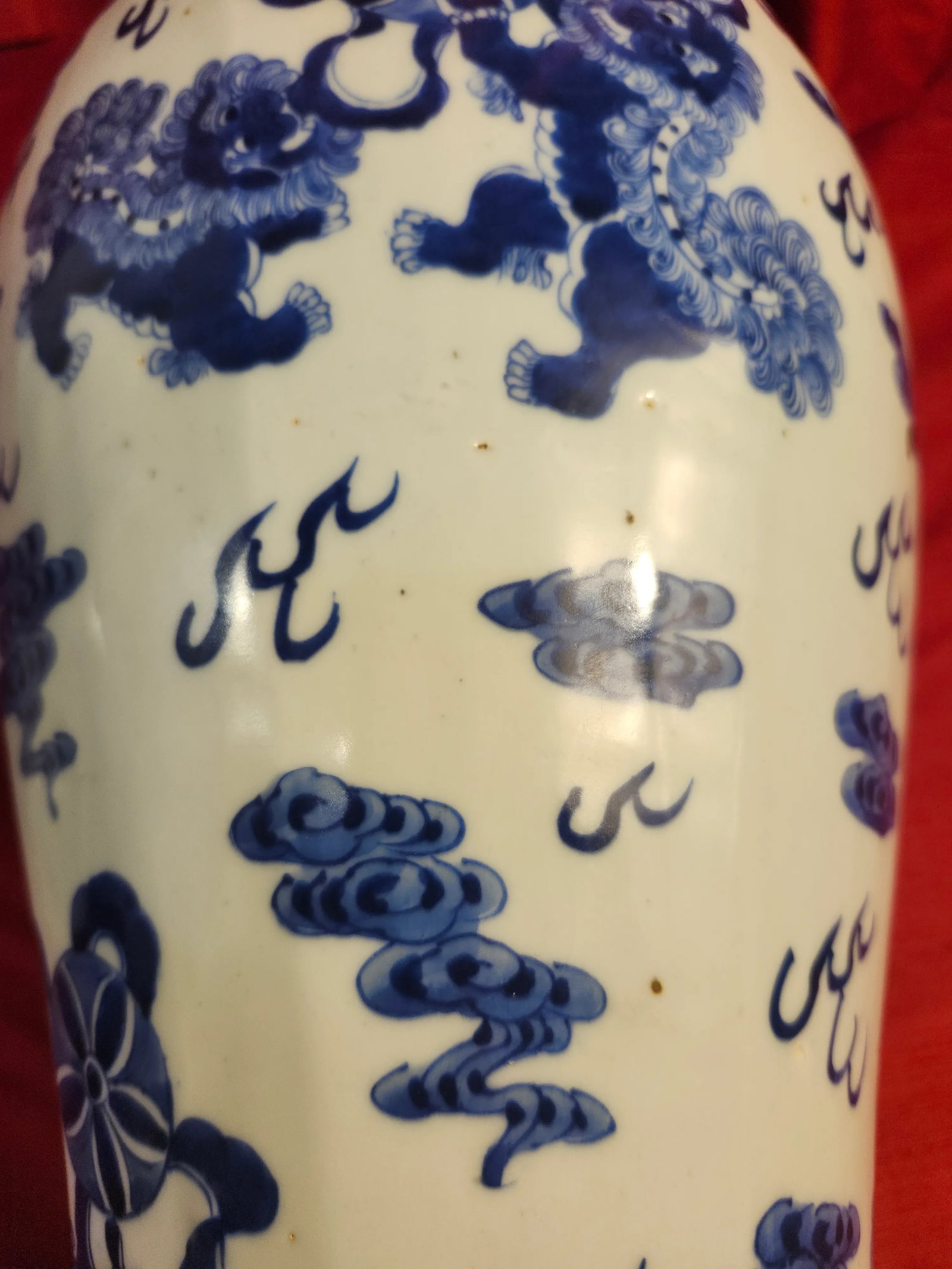 Final Clearance 18th Century 24" Shishi Qilin Blue and White Temple Urn Tribute - 24" - 14