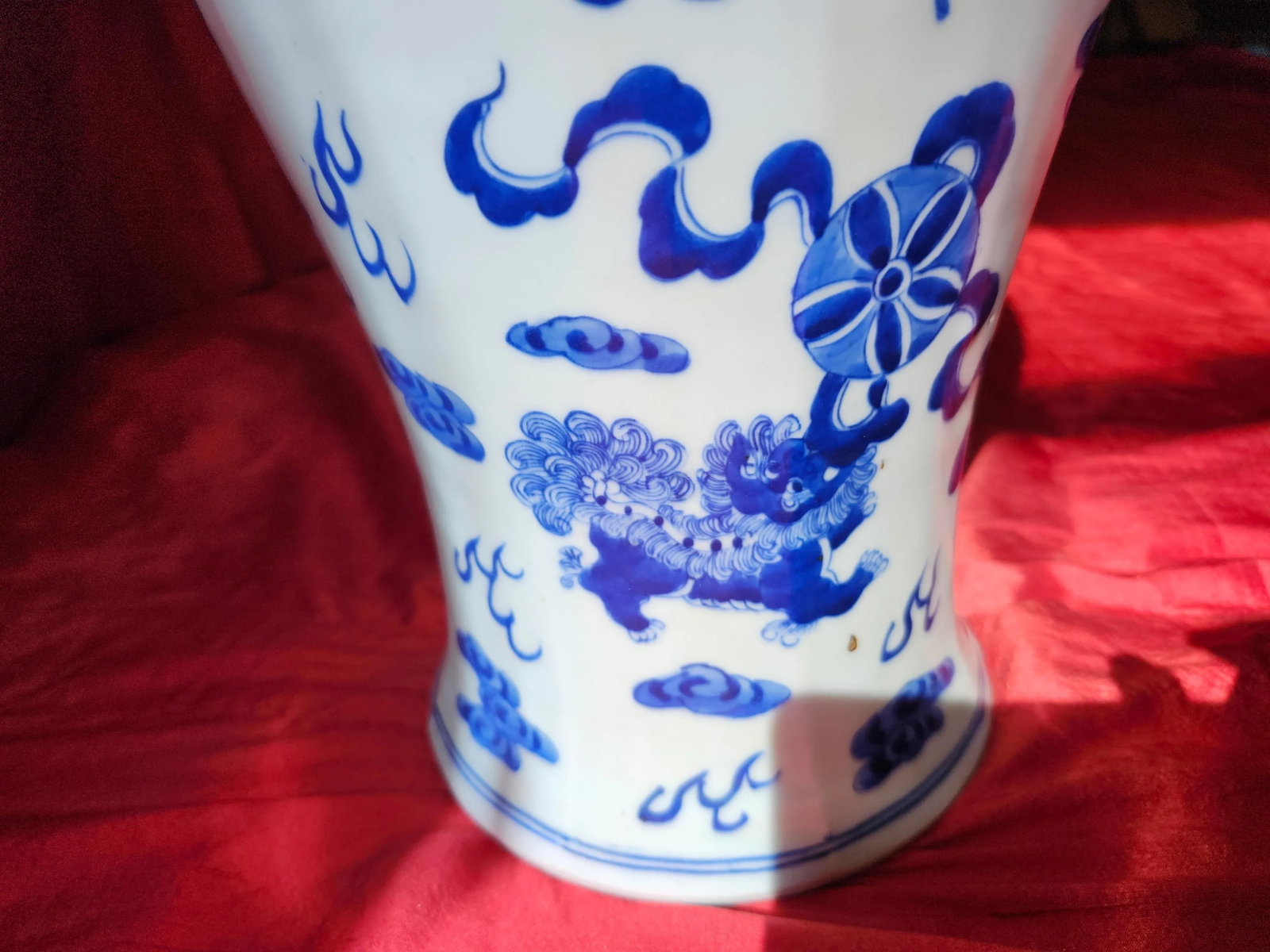 Final Clearance 18th Century 24" Shishi Qilin Blue and White Temple Urn Tribute - 24" - 7