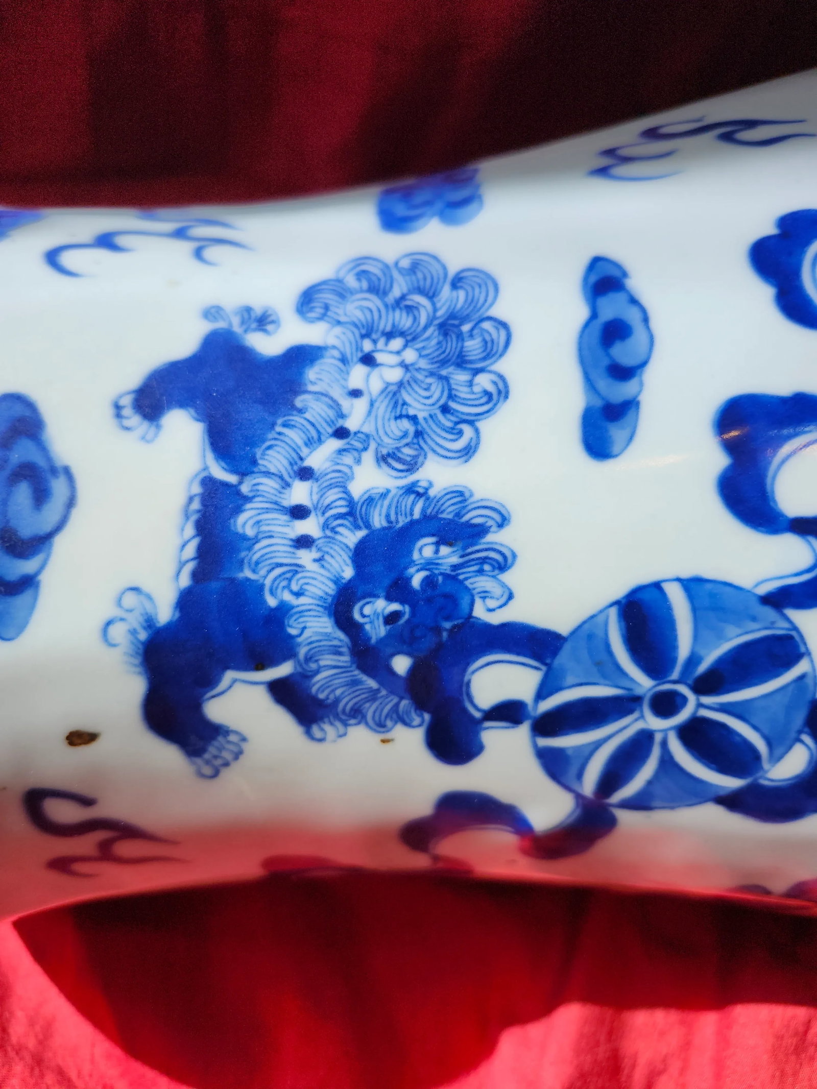 Final Clearance 18th Century 24" Shishi Qilin Blue and White Temple Urn Tribute - 24" - 8
