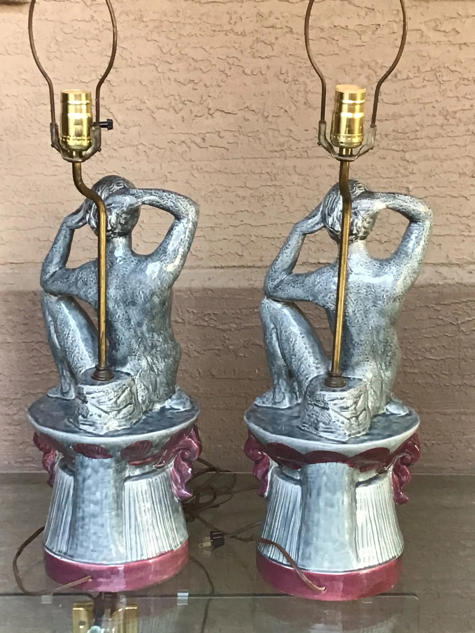 Art Deco Figural Island Lady Lamps - a Pair - 7